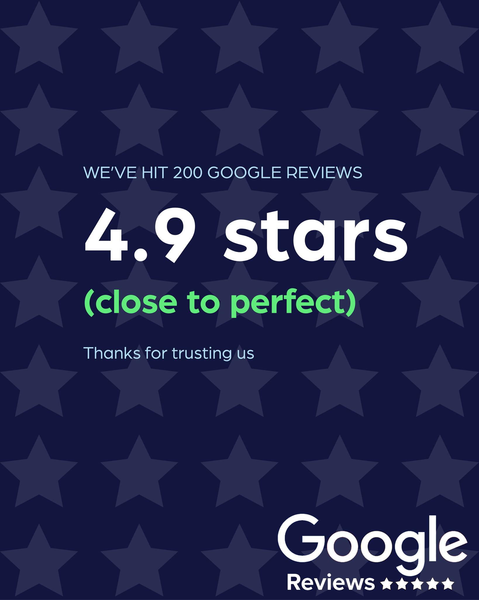200 Google reviews! ⭐️⭐️⭐️⭐️⭐️
Thank you to everyone who’s taken the time to leave us a review and, more importantly, trusted the Dobsons team to get your jobs done.
We’re pretty proud to have reached 200 reviews with a 4.9-star rating.
Thanks for continuing to back local and support our team.
Now to work on that missing 0.1… 😂
