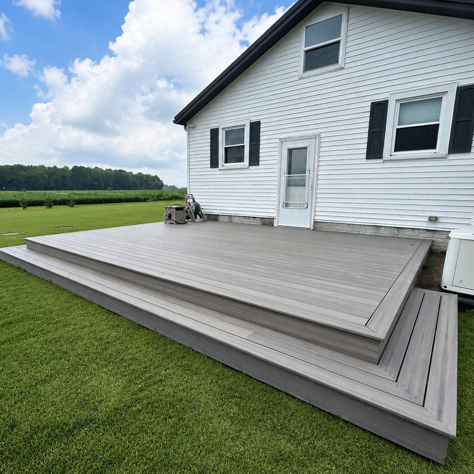 Just a cute little Trex platform deck with a wrap-around step that we wrapped up this week. Looks great, didn't take long, and will function as a great backyard deck for many years to come.
Michigan Contractor | Michigan Deck Builder | Trex Decking | Trex Tuesday | Platform Deck