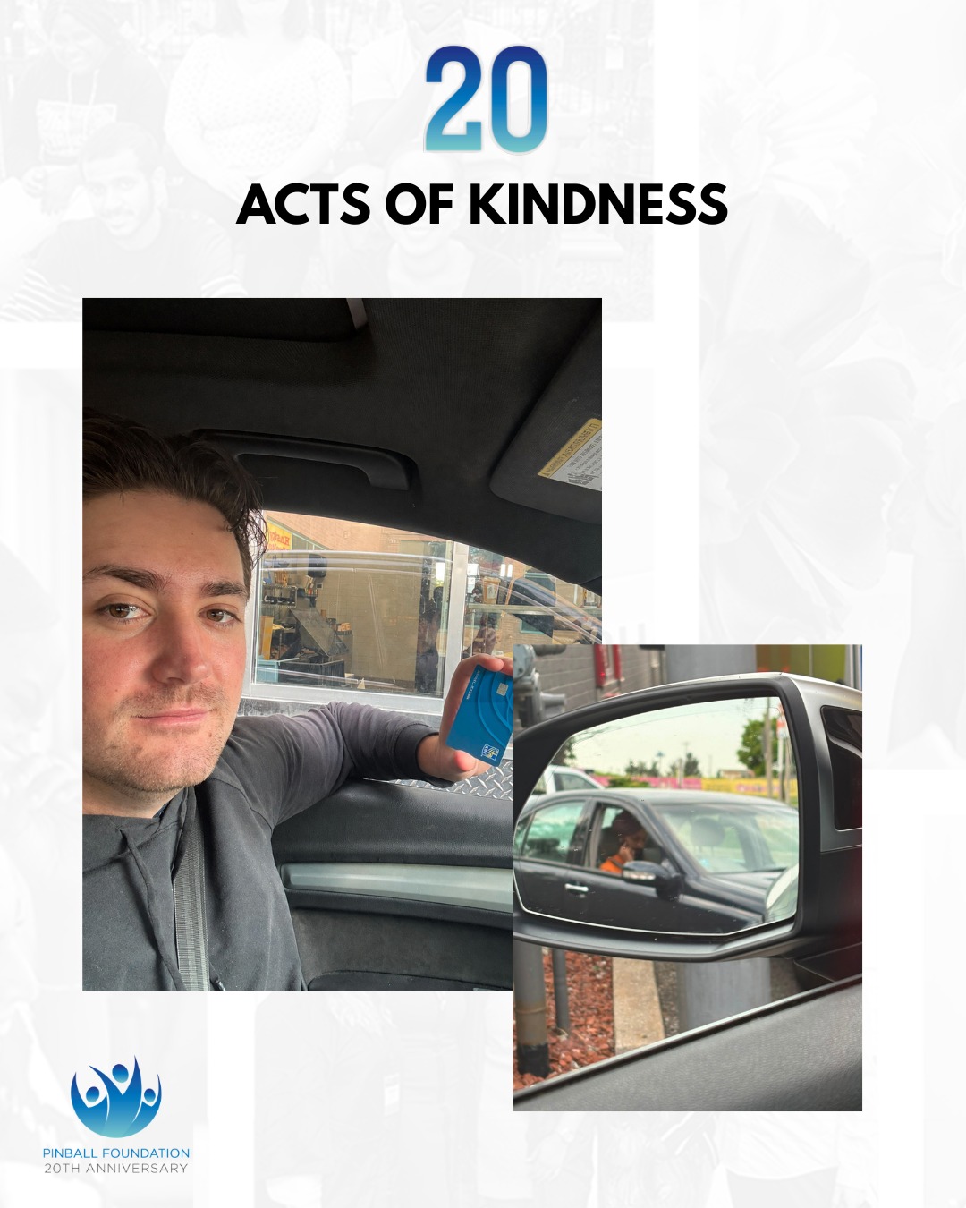 Paying It Forward 🚗💙
Sometimes kindness is as simple as making a stranger's day a little brighter.
For our #20ActsofKindness initiative, one of our team members surprised the car behind them in the drive-thru by picking up their bill.
No big gesture. No special occasion. Just a small reminder that a little unexpected kindness can go a long way.
We're celebrating 20 years of the Pinball Foundation with #20ActsofKindness. How are you spreading kindness in your community?