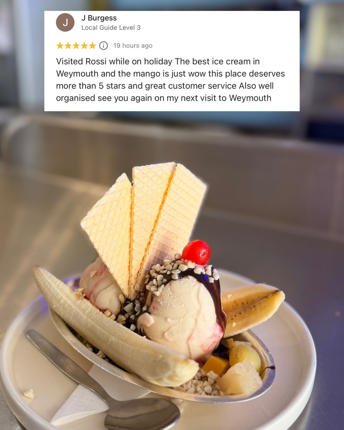 A little appreciation post for all the lovely reviews we’ve received recently ❤️
We’re so grateful to everyone who takes the time to leave us a review. Whether you’ve been coming to Rossi’s for years or have only just discovered us, it really does mean a lot to the whole team.
We’ve shared a few of our recent favourites below. Thank you for all the kind words! 🥰
If you’ve visited us recently and enjoyed your experience, we’d love to hear from you too.
⭐ Leave us a review on Google: https://share.google/VUfLQzFJ69ESi6E1h
⭐ Or find us on Tripadvisor: https://www.tripadvisor.com/Restaurant_Review-g190817-d4870778-Reviews-Rossi_s_Ices-Weymouth_Dorset_England.html#REVIEWS
Your reviews help other people find us and are a lovely way to support our little business.
Thank you, as always, for choosing Rossi’s ❤️
