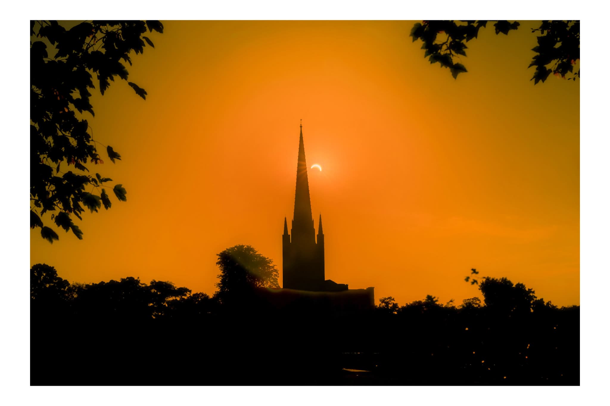 Norwich Cathedral during the eclipse.