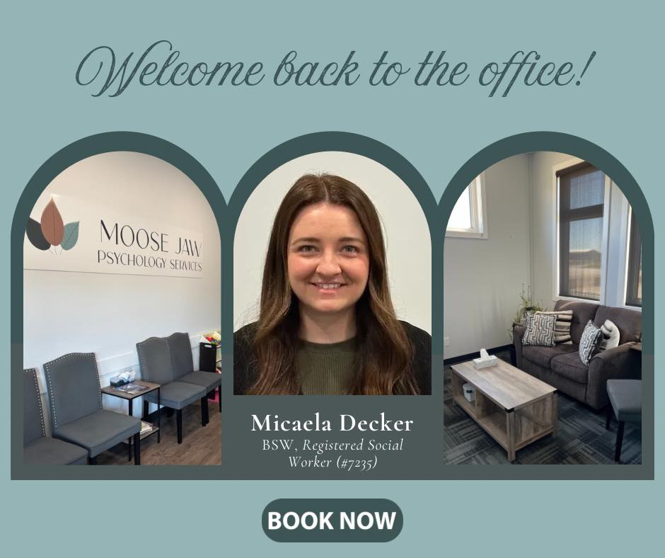 We are so glad to welcome back Micaela Decker from her maternity leave!
She has availability for:
Child therapy
Teen therapy
To book an appointment and learn more please visit www.moosejawpsychology.ca