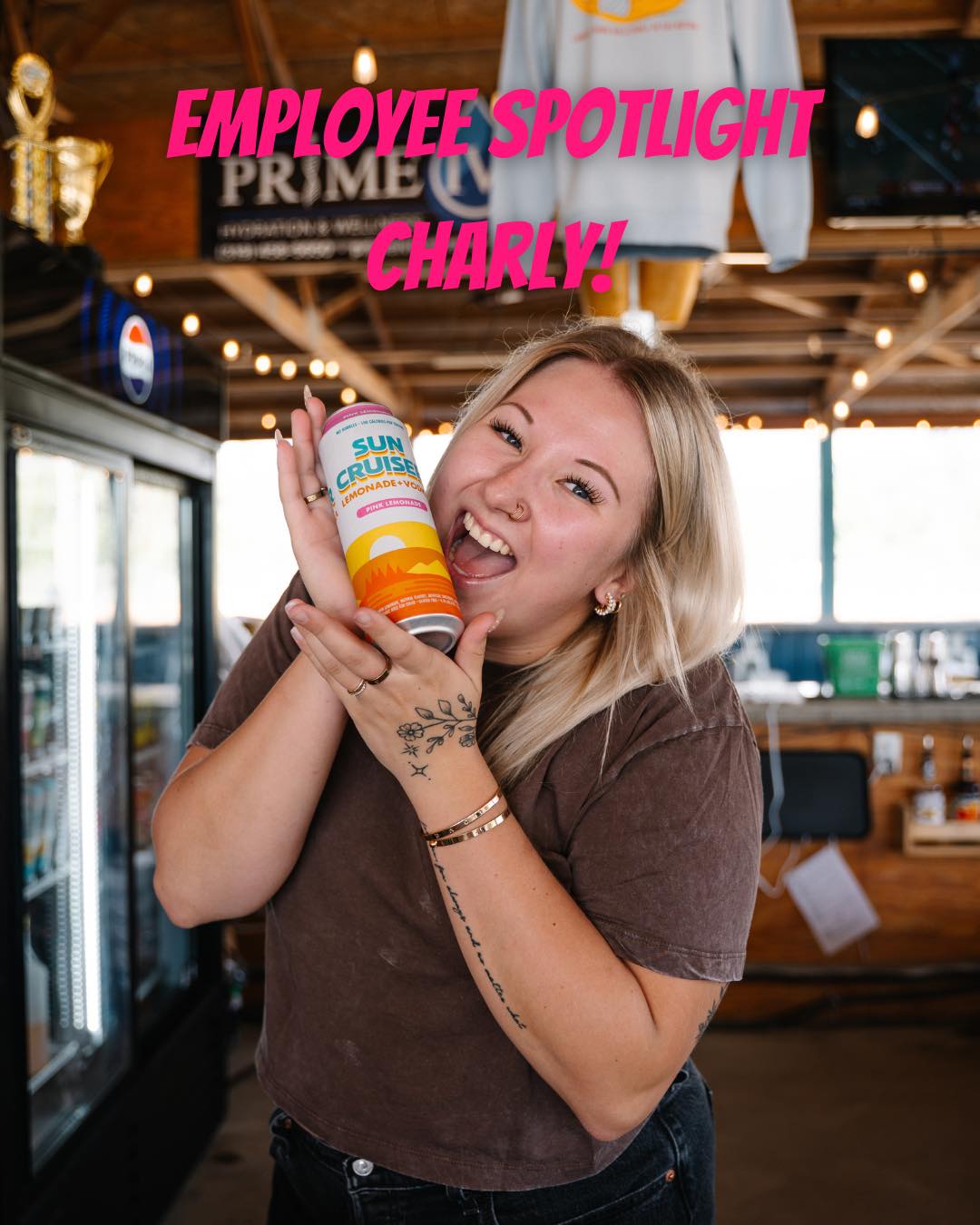 Employee Spotlight: Charly 💗
Charly may be one of our newest bartenders, but considering how many shifts she works, she practically lives here already. When she’s not behind the bar keeping us entertained, she’s somehow balancing school full-time AND working at Mercy Hospital.
She came to us from a hometown of around 86 people, but she fits into the Sandlot chaos perfectly. We’re so lucky to have her fun energy, hard work, and comedic relief behind the bar!
Show Charly some love in the comments!