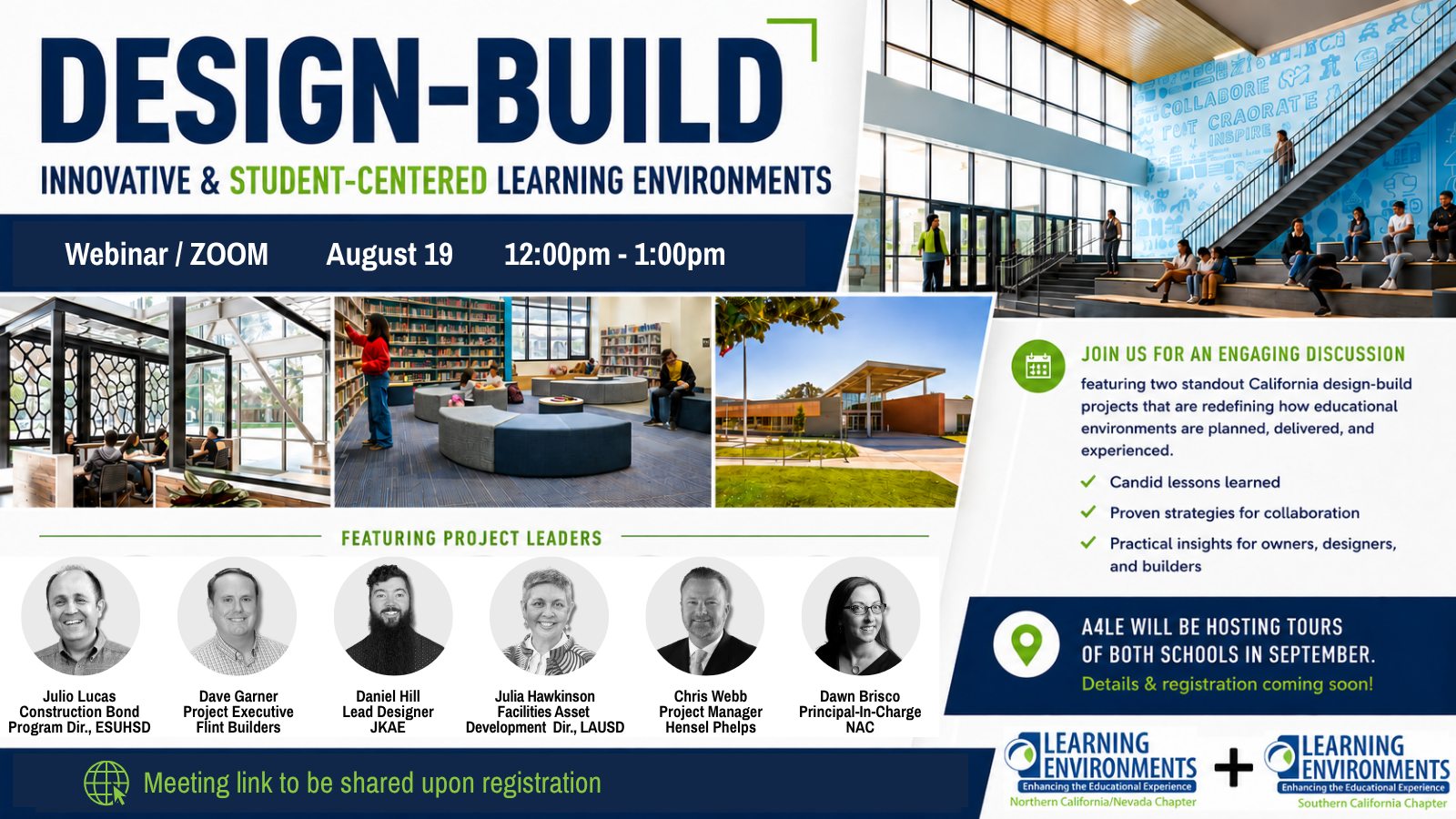 Join us next week as JKAE Lead Designer Daniel Hill speaks during A4LE’s webinar, 𝘋𝘦𝘴𝘪𝘨𝘯-𝘉𝘶𝘪𝘭𝘥: 𝘐𝘯𝘯𝘰𝘷𝘢𝘵𝘪𝘷𝘦 & 𝘚𝘵𝘶𝘥𝘦𝘯𝘵-𝘊𝘦𝘯𝘵𝘦𝘳𝘦𝘥 𝘓𝘦𝘢𝘳𝘯𝘪𝘯𝘨 𝘌𝘯𝘷𝘪𝘳𝘰𝘯𝘮𝘦𝘯𝘵𝘴.
Daniel will join industry leaders from East Side Union High School District, FLINT LLC, Los Angeles Unified School District, HENSEL PHELPS, and NAC to share insights from real-world education projects, lessons learned through the design-build process, and strategies for creating impactful learning environments through collaboration.
📅 August 19 | 12:00–1:00 PM
Register here: https://www.a4le.org/A4LE/Southwest/Southern_California/Southern_California.aspx
