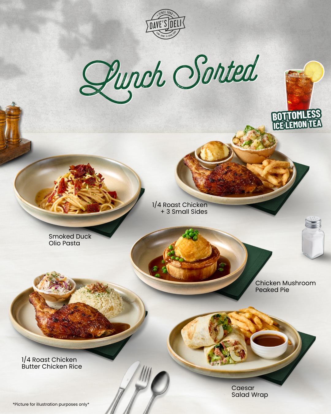 The daily “What should I eat?” debate ends here. 👀
No overthinking. No settling. Just a proper lunch with Bottomless Iced Lemon Tea. 🍋
Monday to Friday from RM22.90.
Skip the lunch dilemma. Get your lunch sorted. 🍽️
#davesdeli #lunchsorted #pjfood #lunchpromo