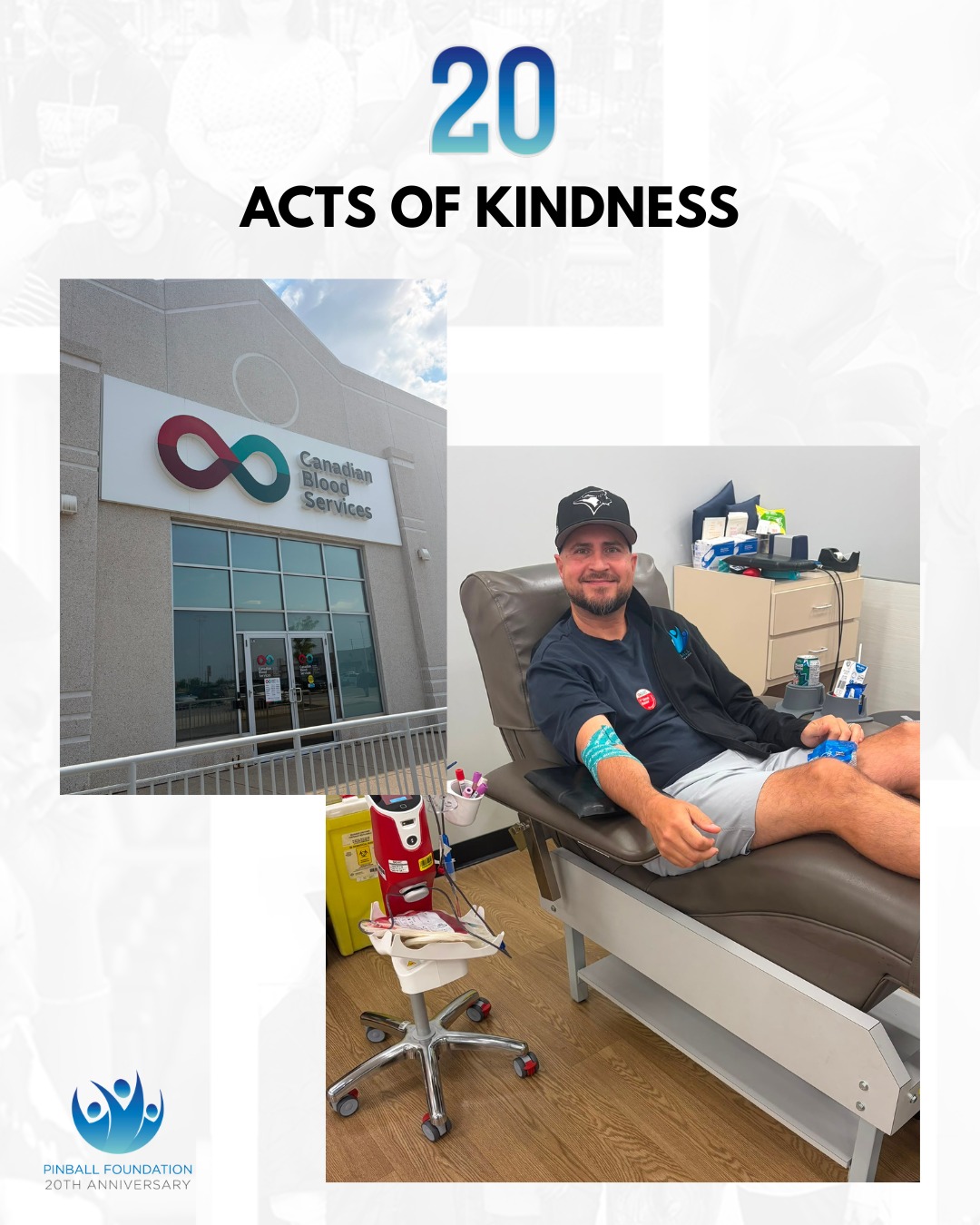 Now THIS is an act of kindness. 💙
We're celebrating 20 years of the Pinball Foundation with #20ActsofKindness, and one of our team members went the extra mile by rolling up his sleeve and donating blood with Canadian Blood Services.
One blood donation can help save up to three lives, supporting patients undergoing surgeries, cancer treatments, medical procedures and more. We're incredibly proud of Gino for stepping up and helping save lives with his act of kindness!
If you've ever thought about donating blood, consider this your sign to check your eligibility and book an appointment with Canadian Blood Services. Or maybe it's the inspiration you need to find your own way to give back.
Big or small, there's always an opportunity to spread a little kindness in your community.