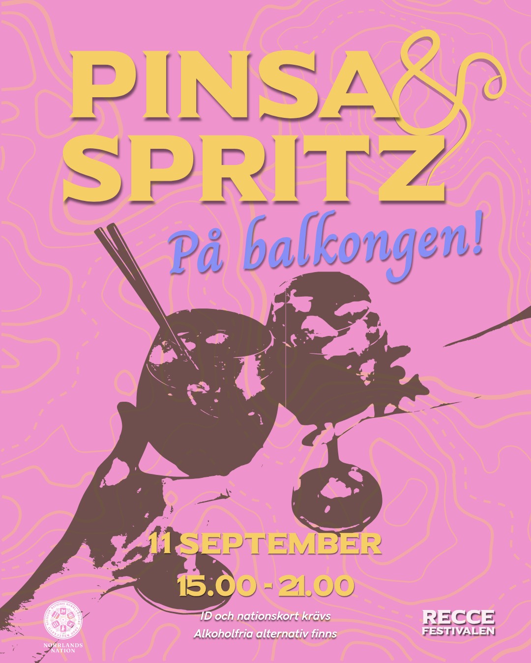 ⭐SPRITZ-BALKONG⭐
Än är sommarens balkonghäng inte slut! Under RecceFestivalens sista fredag öppnar Norrlands sin balkong och serverar spritz, pinsa och annat gott i sensommaren. RecceFestivalens spritz-balkong utlovar ett sista ryck av semesterkänsla. När solen sedan gått ner tar DJs över inne i huset.
Alkoholfria alternativ finnes.
När: Fredag, 11 september, 15 - 21
Var: Balkongen, Inre Läs och Yttre Läs
Ingen föranmälan, kom som ni är!
ID och nationskort krävs.
⭐Varmt välkomna!⭐
___
⭐SPRITZ BALCONY⭐
Summer balcony hangouts aren’t over yet! On the final Friday of RecceFestival, Norrlands opens its balcony for an afternoon, serving pinsa and spritzes, among other summer treats. The RecceFestival’s spritz balcony promises one last burst of that vacation vibe. Once the sun goes down, DJs will take over inside the building.
Non-alcoholic options available.
When: Friday, September 11, 15 - 21
Where: The Balcony, Inre Läs and Yttre Läs
No pre-registration required, just come as you are!
ID and nation card required.
⭐Welcome!⭐