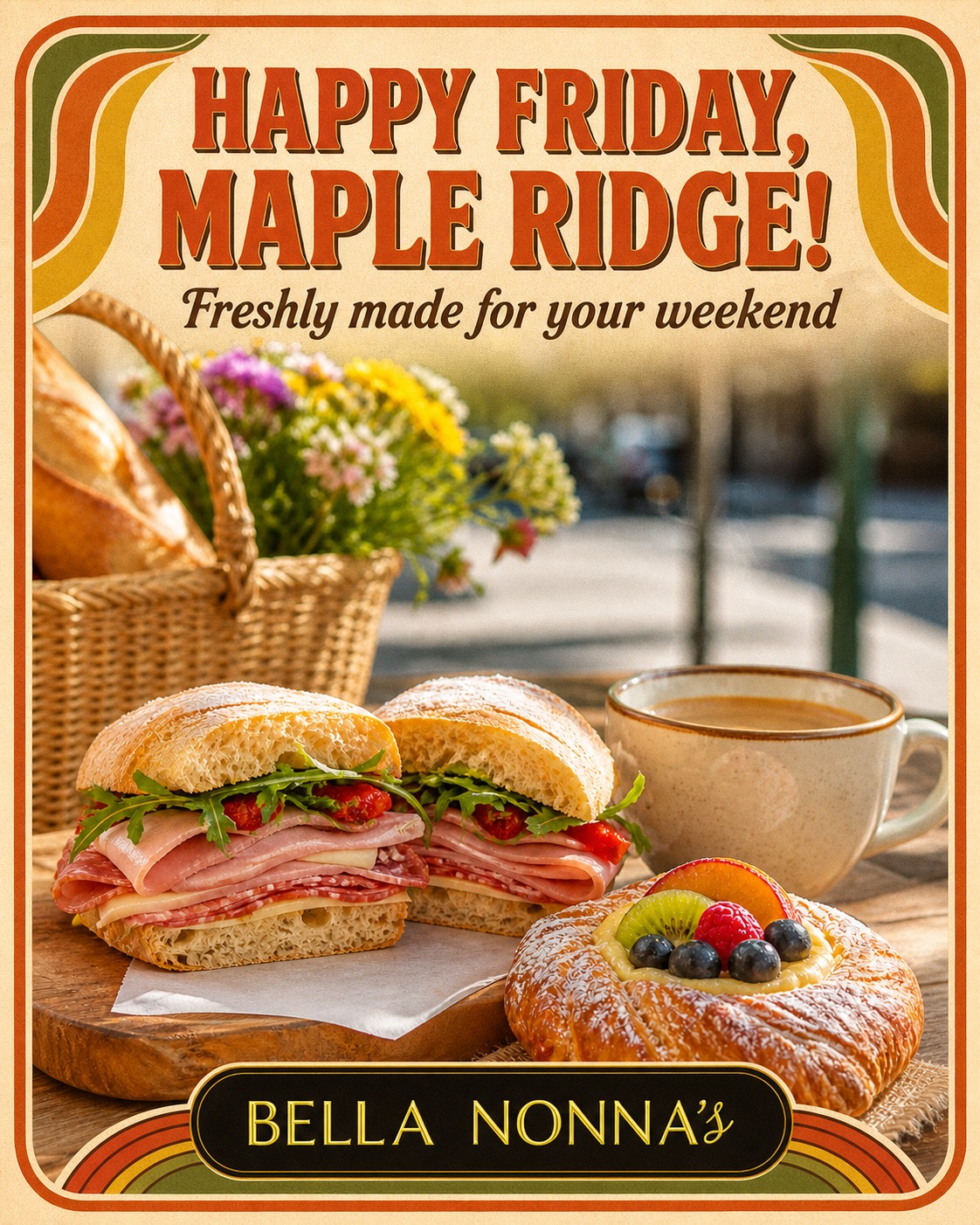 ☀️ HAPPY FRIDAY, MAPLE RIDGE!
It’s shaping up to be a wonderful summer weekend in our community! The Haney Farmers Market returns to Memorial Peace Park tomorrow from 9 a.m.–2 p.m.—and Bella Nonna’s is just around the corner. 🛍️🌻
Before exploring the market, stop in for a fresh coffee and pastry. Afterwards, pick up a deli sandwich, freshly baked bread, charcuterie or something sweet to enjoy throughout the weekend. 🥐☕🥪
Good food is always better when shared with good company. What will you be treating yourself to this weekend?
Bon Appetito! 😋
Warm regards,
The Bella Nonna’s Team 💪
📍 Bella Nonna’s
11841 224th Street, Maple Ridge, BC
📞 (604) 467-7875
#BellaNonnas #HappyFriday #MapleRidge #HaneyFarmersMarket #DowntownMapleRidge #ItalianBakery #ItalianDeli #FreshBaked #SupportLocal #ShopLocalMapleRidge