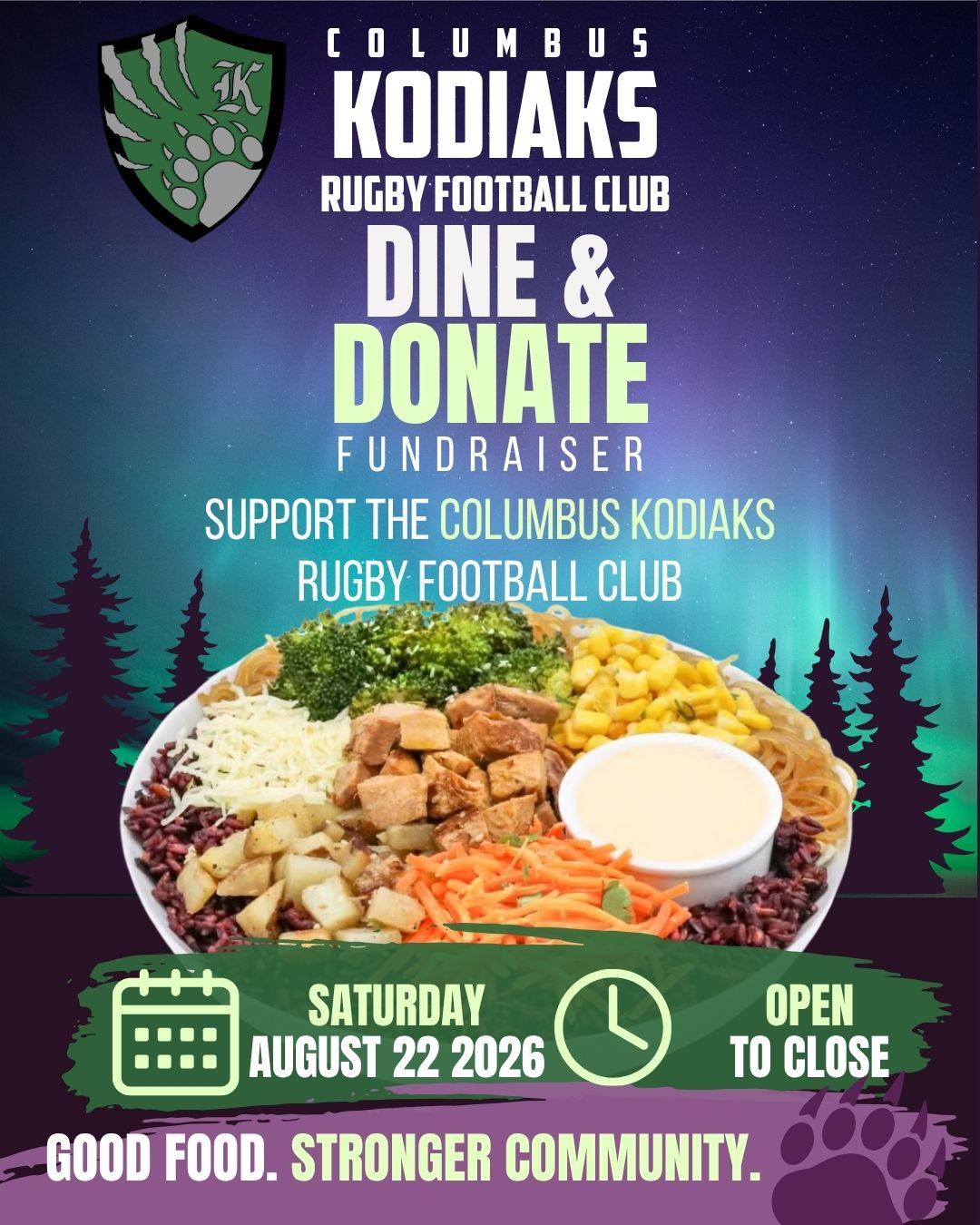 π₯’π Good food. Stronger community. ππ
This Saturday, grab a bowl, bring your people, and help us support the Columbus Kodiaks!
Come hungry. Leave knowing you helped your rugby community. π»π
See you at BIBIBOP! π
#ColumbusKodiaks #KodiaksRugby #DineAndDonate #Columbus #BIBIBOP