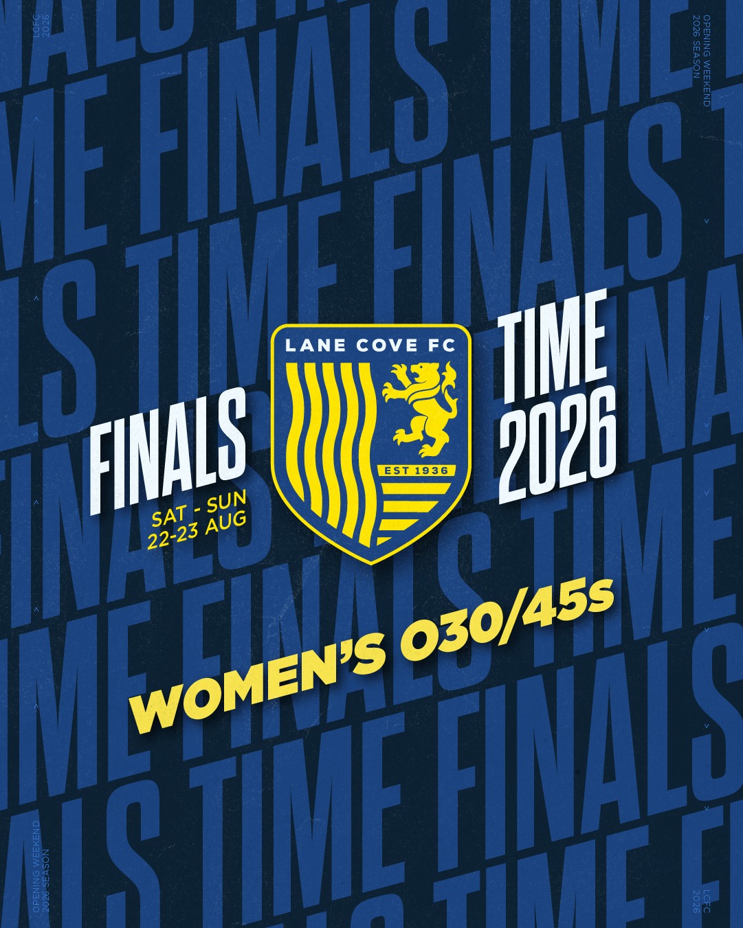 FINALS TIME 2026!!!
Huge weekend for our women's teams with 3 sides hoping to lift a trophy on Sunday.
What a year the club has had in WO30 div1 with one team winning the league and the other vying to be final winners. Fielding a team with so many new players this season, saw the ladies improve week on week culminating in a late surge to reach the finals and a hard fought semi final win over their sister team. The Blue team could go onto do something very special this Sunday.
LCFC has been the dominant force in WO45s with our teams finishing 2nd and 1st respectively in the top two divisions. Now they both have the chance for finals glory and we have nothing but faith in these two powerhouses.
WO30/1 Blue v Kissing Point: 14:30 Auluba Oval
WO45/2 v Greenwich: 17:00 Blackman Park B1
WO45/1 v North Sydney: 17:00 Cammeray Oval
Best of luck Ladies
FORZA COVE!!!