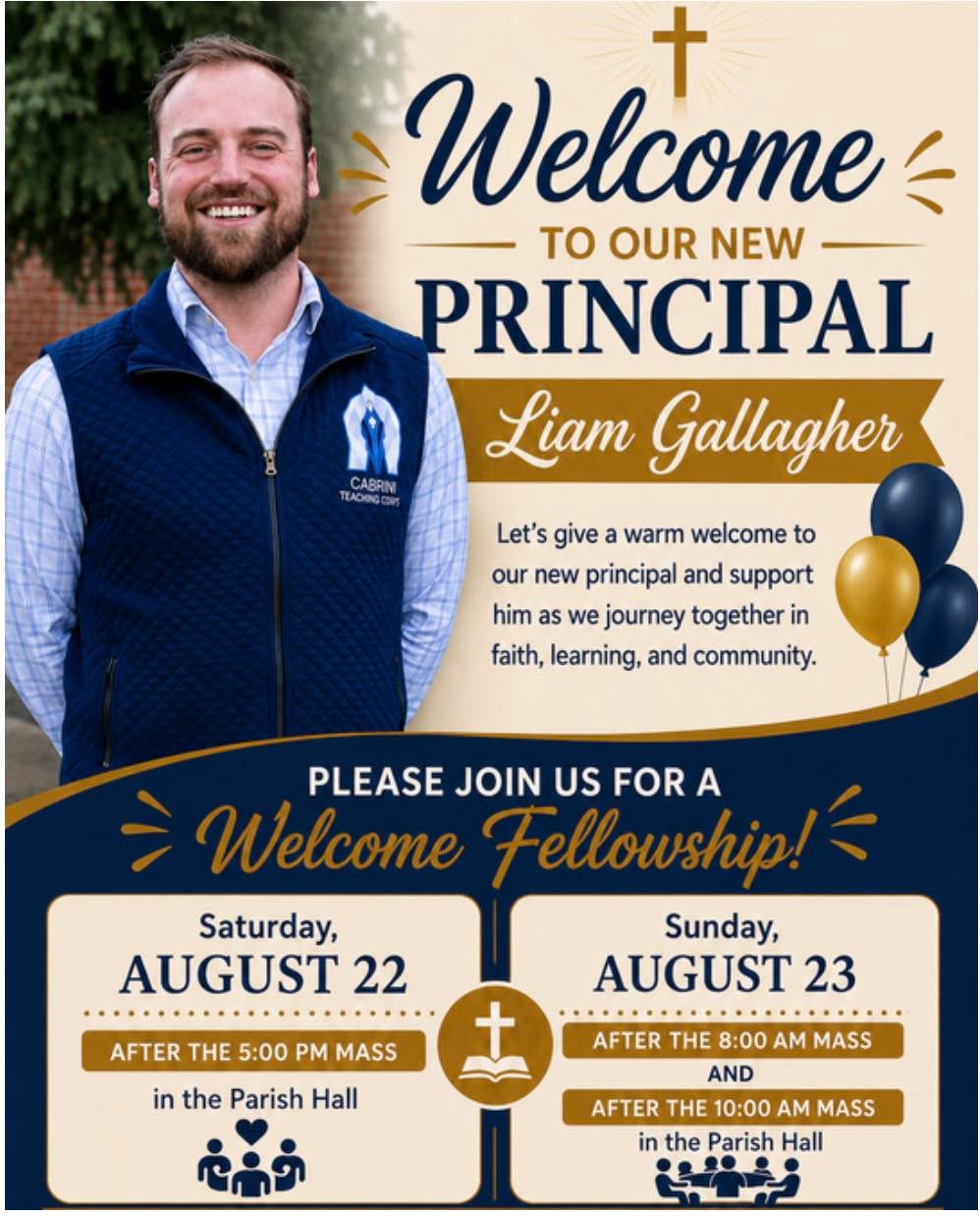 Join us this weekend for a special time of fellowship as we welcome our new principal, Liam Gallagher! ๐
Weโre excited to gather as a community, introduce Mr. Gallagher, and kick off a new school year together. Come say hello, enjoy some time with fellow STM families, and help us give Mr. Gallagher a warm Bulldog welcome!
We hope to see you there!
#stthomasmorecatholicschool #STMCommunity #faith #pdx #SchoolCommunity #catholicschoolportland #stmpdx #catholicschool #STMBulldogs