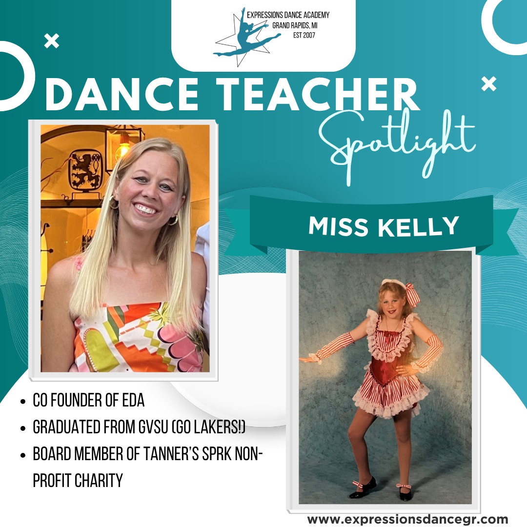 Miss Kelly is a graduate of Grand Valley State University with a Bachelors of Spanish. She has been teaching dance since 2002. She began teaching recreational as well as competition classes at other local studios, before starting EDA with Miss Jennifer in 2007. Miss Kelly has been a part of performance and competition teams in the past, performing at local events and competitions as well as Disney World in Florida. She is currently one of the teachers of the competition team. Her award winning choreography shows off her dancer's talent and her own love for dance. Her favorite style of dance is Musical Theatre and Theatre Jazz. Miss Kelly studies and is certified to teach Cecchetti Ballet, and some of her favorite classes to teach include the Adult Classes at EDA like the Adult competition team and Adult Ballet. Recently she has trained out in Los Angeles at the Millenium Dance Complex. She believes you are never too old, too ungraceful, or too busy to dance! While she doesn't have any children she has three amazing felines, Spider, Ninja, and Patch.
This year Miss Kelly is teaching Jazz, Contemporary, and Musical Theatre competition classes as well as Adult Ballet/Lyrical. It's not too late to enroll! All our adult recreational classes are for all levels, please don't be afraid to give it a try!