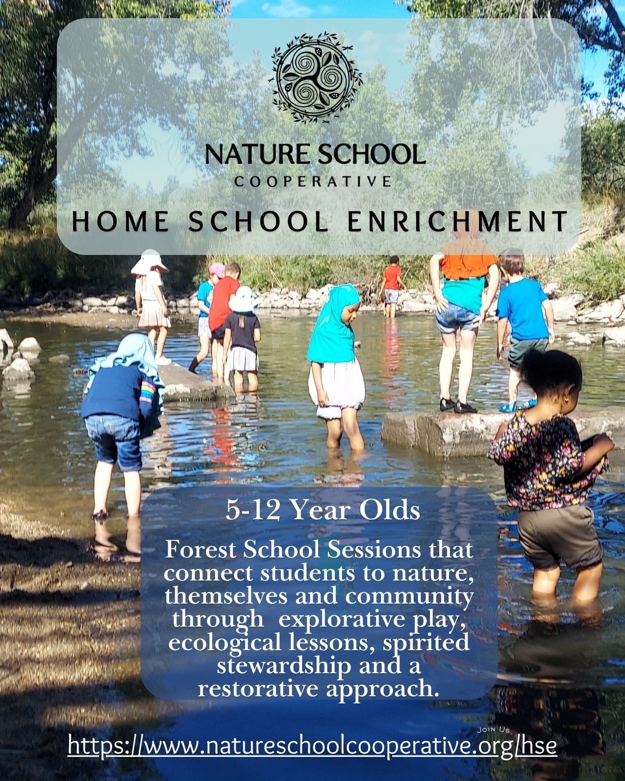 Our days center on organic learning and adventure. We play, learn and explore Hentzell Park, weaving lessons naturally by following the students' lead rather than using a rigid curriculum. Core subjects include outdoor safety, safe tool usage, shelter building, fire lays, compass navigation, plant and animal identification, foraging, and various cooperative games and projects.
Ecological studies and environmental stewardship underlies everything we do. Children learn to read the land and practice regenerative habits, leaving nature better than they found it. Just as importantly, these activities foster social-emotional development and build real confidence as students tackle challenging things alongside their peers.