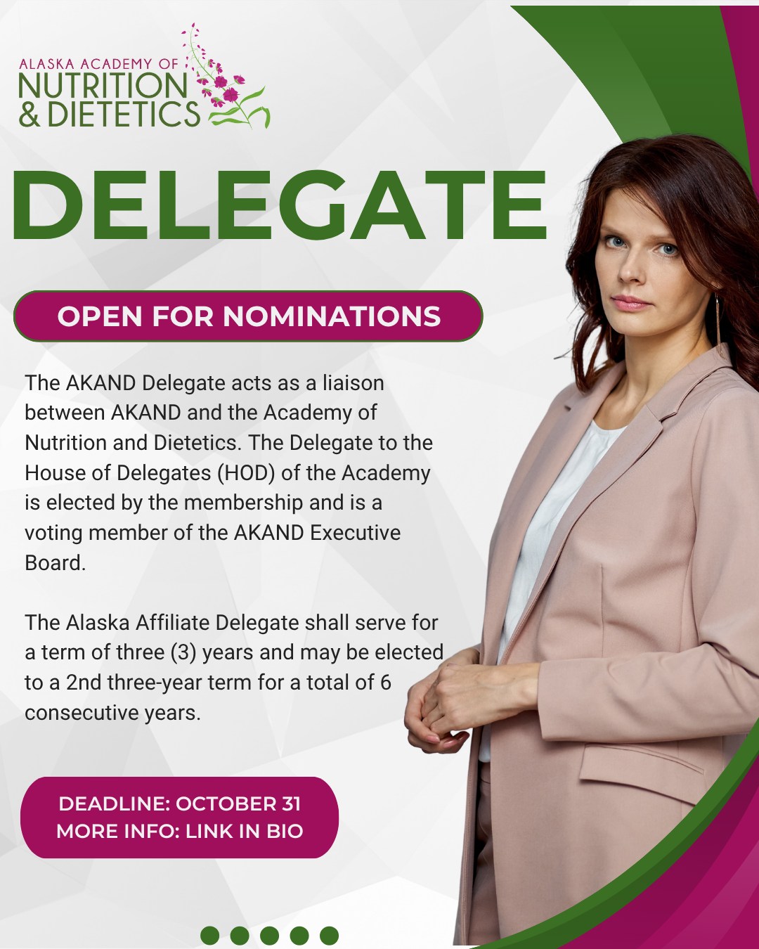 The Nominating Committee is looking for dedicated, enthusiastic, professional members of our affiliate to join the Executive Committee. We have a number of positions (voting and non-voting board positions). If you are interested in one of these positions, please type your name and email address in the position of interest.
For more information visit the link in bio.