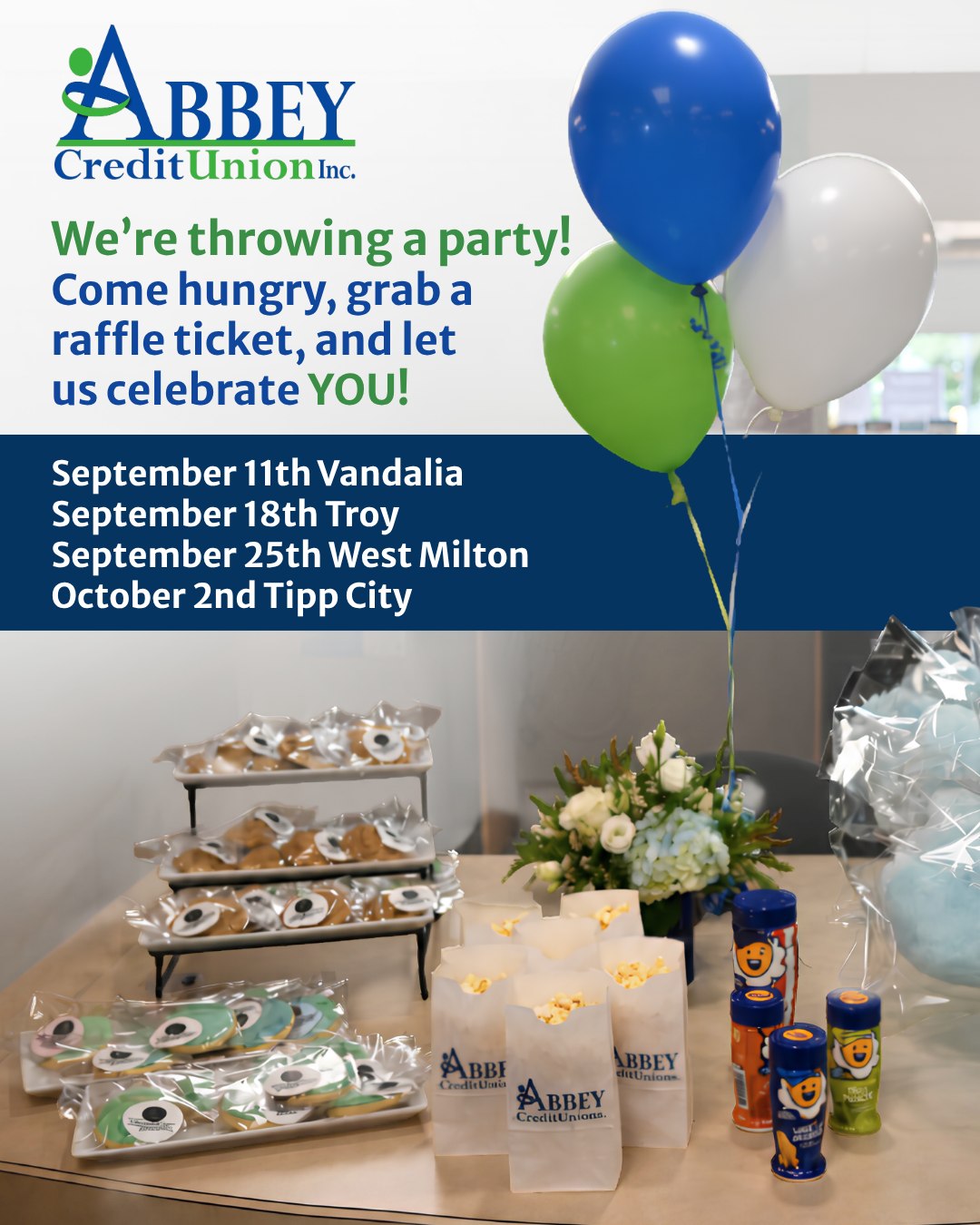 We're throwing a party. π Mark your calendar for Friday, September 11th. Our Vandalia branch is celebrating Member Appreciation Day with lunch, treats, and raffle drawings. More details coming soon!