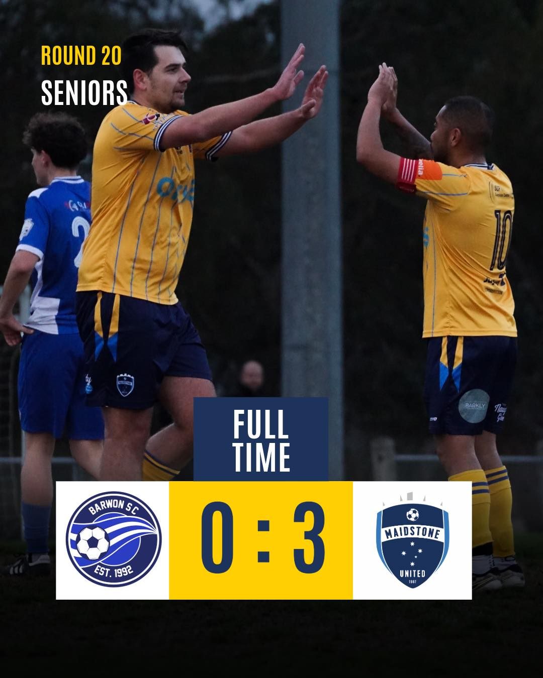 On the road against Barwon. The Seniors delivered a strong performance, securing a 3–0 win and a clean sheet, while the Reserves were narrowly defeated 1–0 in a hard-fought contest.
A solid night of football away from home.
A big thank you to all our supporters who made the drive down and backed the boys from the sidelines.