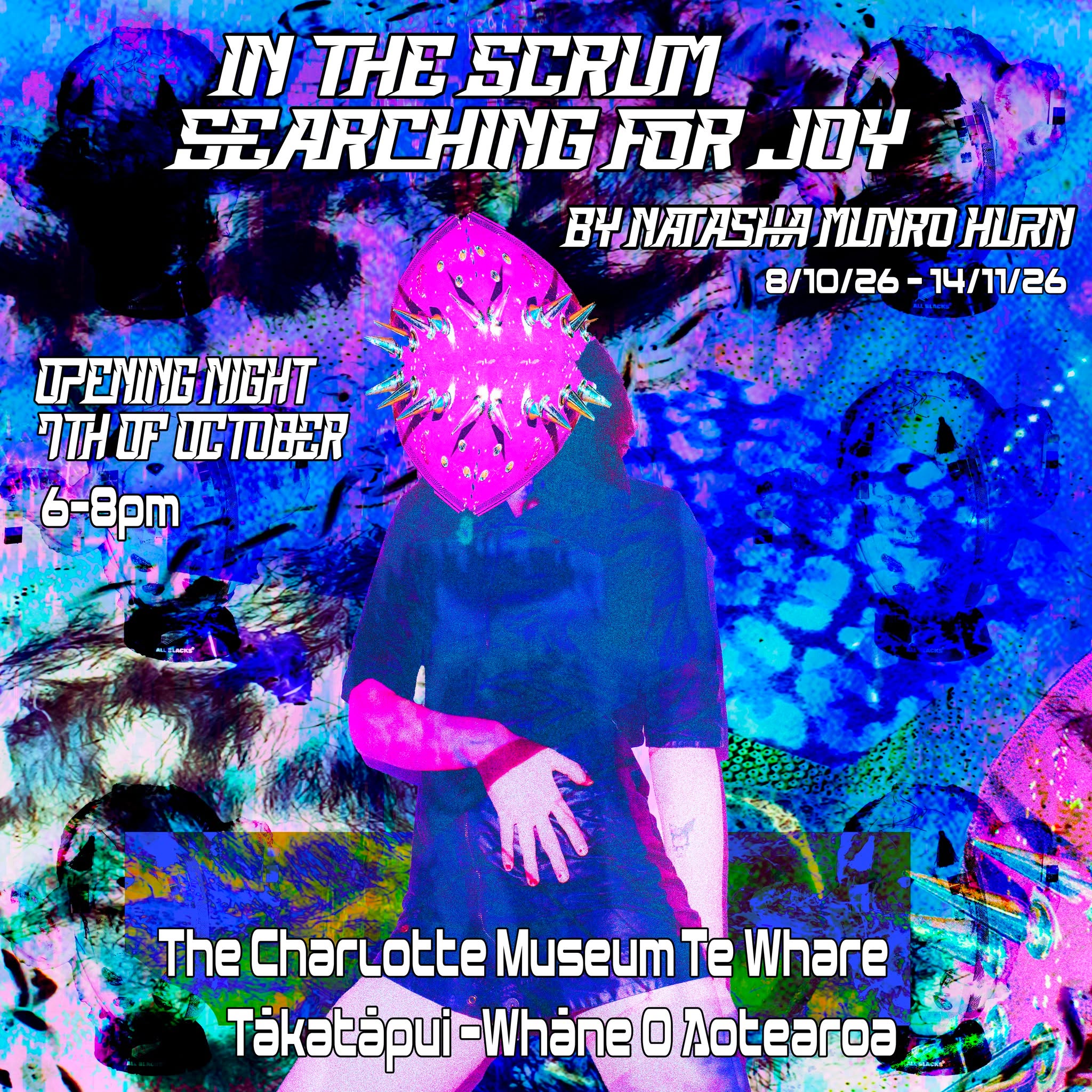 Upcoming Exhibition
In the Scrum Searching for Joy
Exhibition by Natasha Munro Hurn
Opening night Ocotber 7th 6pm - 8pm
"Through having a desire to experiment with these feelings around the sport rugby, I realise that I want to tap into my own personal relationship through the found object of the rugby ball.
I would be lying if this were not at first a confrontational choice for me. The association of rugby is tied to my experience of homophobic men, especially living in a small city in the South Island for most of my life as a very out trans non-binary woman.
At the same time, my practice seeks to revolve around overt expressions of celebrating the queer body and self through various techniques that revolve around deliberate mess and experimentation."