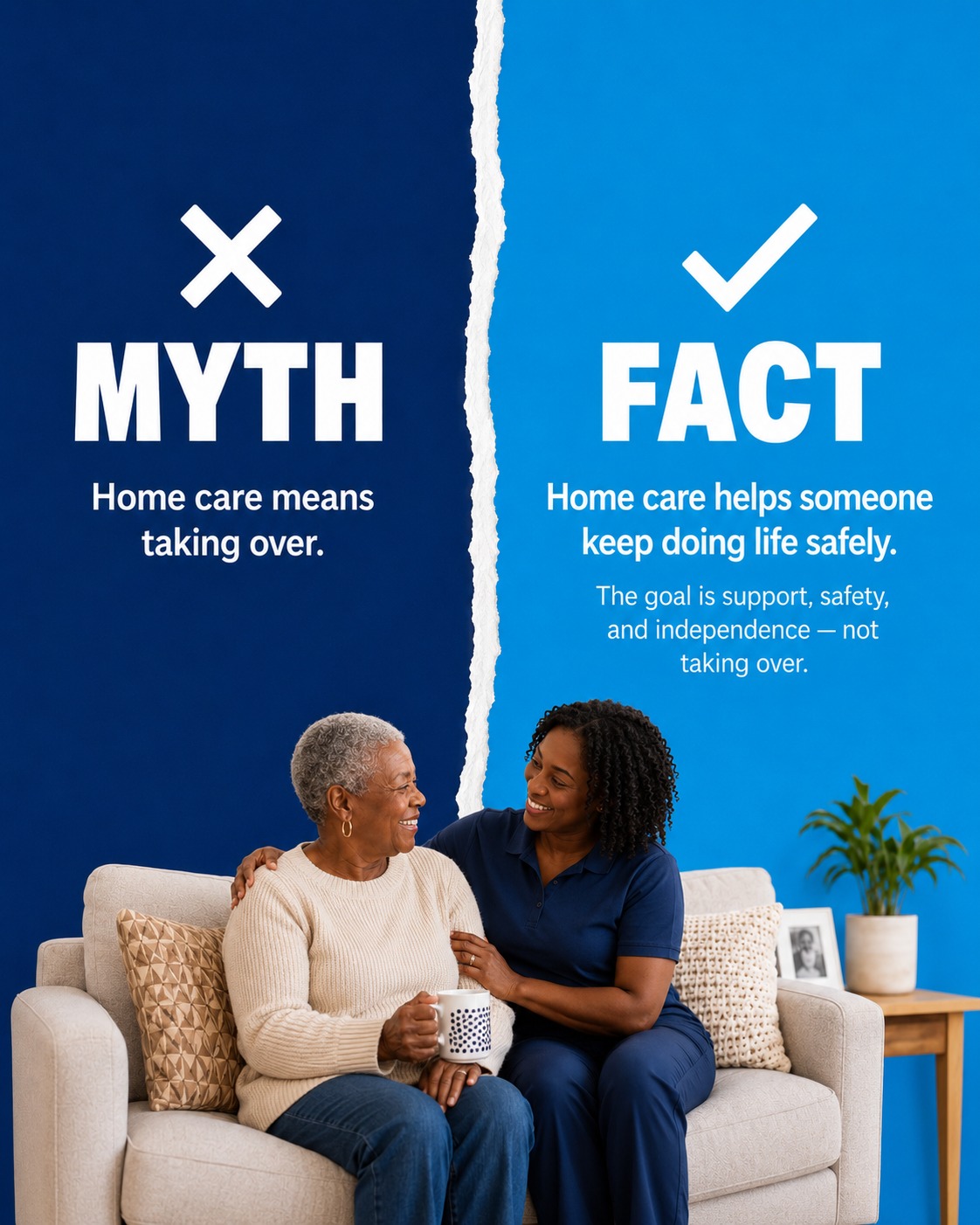 Home care isn’t about taking over someone’s life. It’s about giving the right support so they can continue doing the things that matter to them—more safely, comfortably, and confidently at home.
MYTH: Home care means losing independence.
FACT: The right support can help protect independence by assisting with the parts of daily life that have become more difficult.
That might mean help with meals, light household tasks, personal care, companionship, or simply having someone dependable nearby.
At Guardian Home Care, our goal is to support the person—not replace them.
📍 Proudly serving Fort Wayne, Indiana
📞 260-255-6034
#GuardianHomeCare #HomeCareMyths #SeniorCare #AgingInPlace #CaregiverSupport #FortWayneIndiana #HomeCare #IndependentLiving