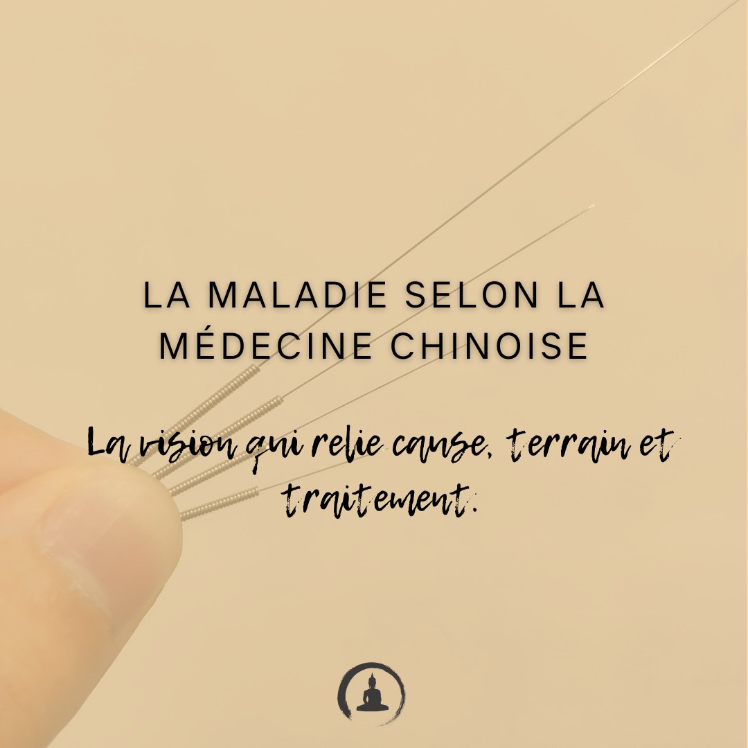 La maladie selon la médecine chinoise�
La vision qui relie cause, terrain et traitement.
Le principe central
La maladie apparaît quand l’énergie perverse (Xie Qi) dépasse l’énergie vitale (Zheng Qi).�Toute stratégie thérapeutique découle de cette interaction.
Causes externes
Vent, froid, humidité, chaleur, alimentation inadaptée, environnement instable.�Ces facteurs pénètrent quand la défense est affaiblie.
Causes internes
Émotions prolongées, surcharge mentale, vide des organes et entrailles.�Le terrain interne manque de force : la maladie s’installe plus facilement.
Réactions du corps
Le corps répond d’abord de façon physiologique :�fièvre légère, douleurs superficielles, fatigue.�Si l’équilibre ne revient pas → réaction pathologique.
Quand l’équilibre se rompt
Si Xie Qi s’enracine ou si Zheng Qi s’effondre :�stagnations, inflammations, glaires, vide, chronicité.�La maladie évolue, couche après couche.
Axe Prévention
Écarter l’énergie perverse + entretenir l’énergie vitale.�Alimentation saisonnière, respiration, repos, mouvement, hygiène de vie.
Axe Thérapeutique
Combattre Xie Qi�
Disperser : vent, froid, humidité, chaleur, glaires.�Libérer les stagnations, débloquer la circulation.
Soutenir Zheng Qi�
Tonifier, nourrir, réchauffer, renforcer, restaurer.�Redonner au corps sa capacité d’autorégulation.
La maladie est une rupture d’axe.�Le traitement : réaligner les couches, les systèmes, les mouvements et les fascias.�Quand l’axe revient → le corps retrouve sa voie de guérison.