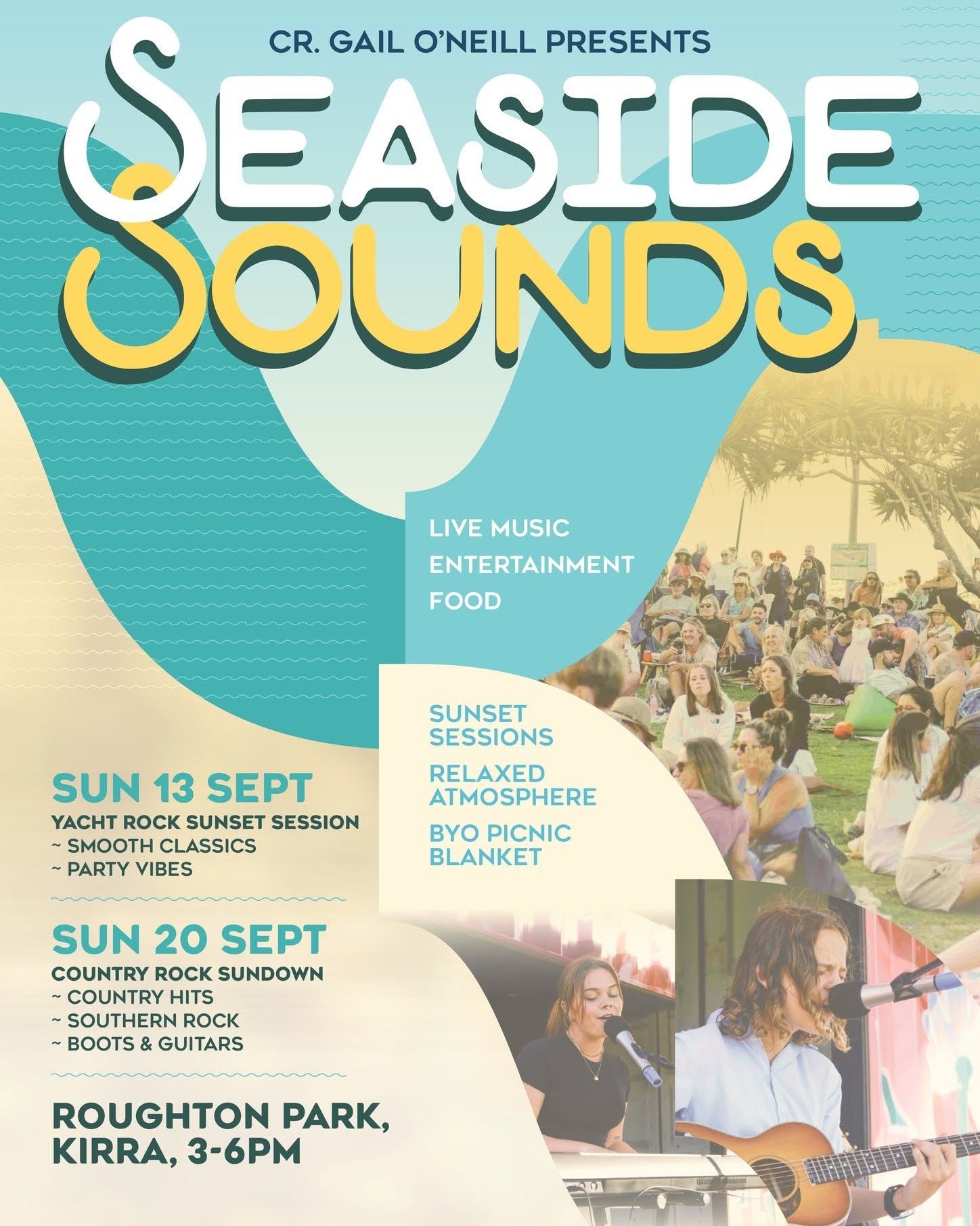 Settle in for a relaxed Seaside Sounds Sunday afternoon of smooth classics and easy-going party vibes, with live music, picnic blankets, a beautiful Kirra sunset and food specials from local Kirra businesses.
Hosted by @gail.oneill.div14 & @theeventsagency_au
WHEN: 3pm-6pm, Sunday 13 September, 2026
WHERE: Roughton Park, Kirra
To find out more, head to: goldcoastsounds.com.au/seasidesounds/
For more community events, head to: hubblegc.com/
#HubbleGC #YouthFutureCommunity #SeasideSounds