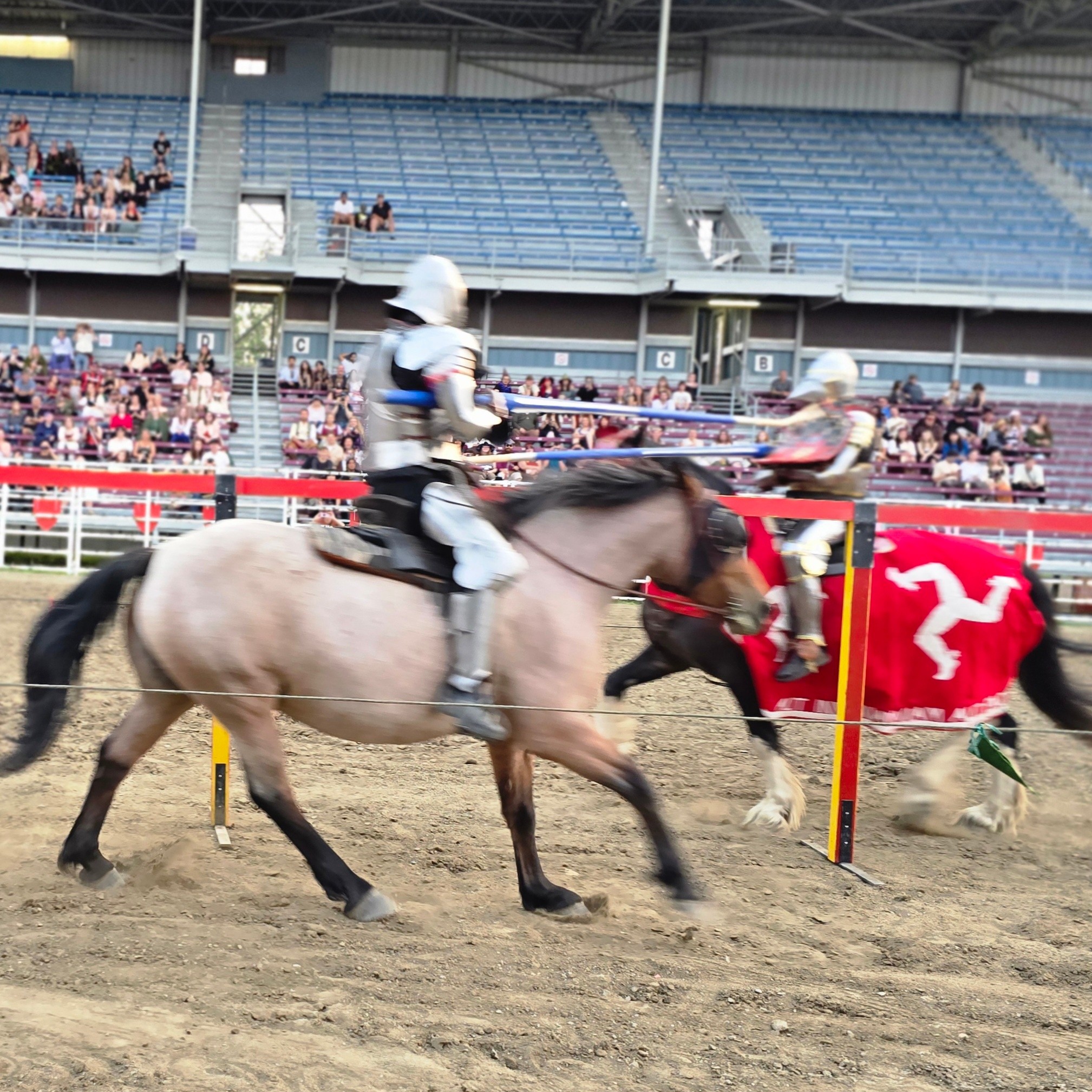 The horses were fast and the hits were hard, including a broken shield, in the first round of our tournament last night! Come check us out today with jousts at 11:15 & 4:30 as well as Skill At Arms at 1:30.
#STALC #jousting #joustingtournament #horses #StrathmoreMedievalFaire