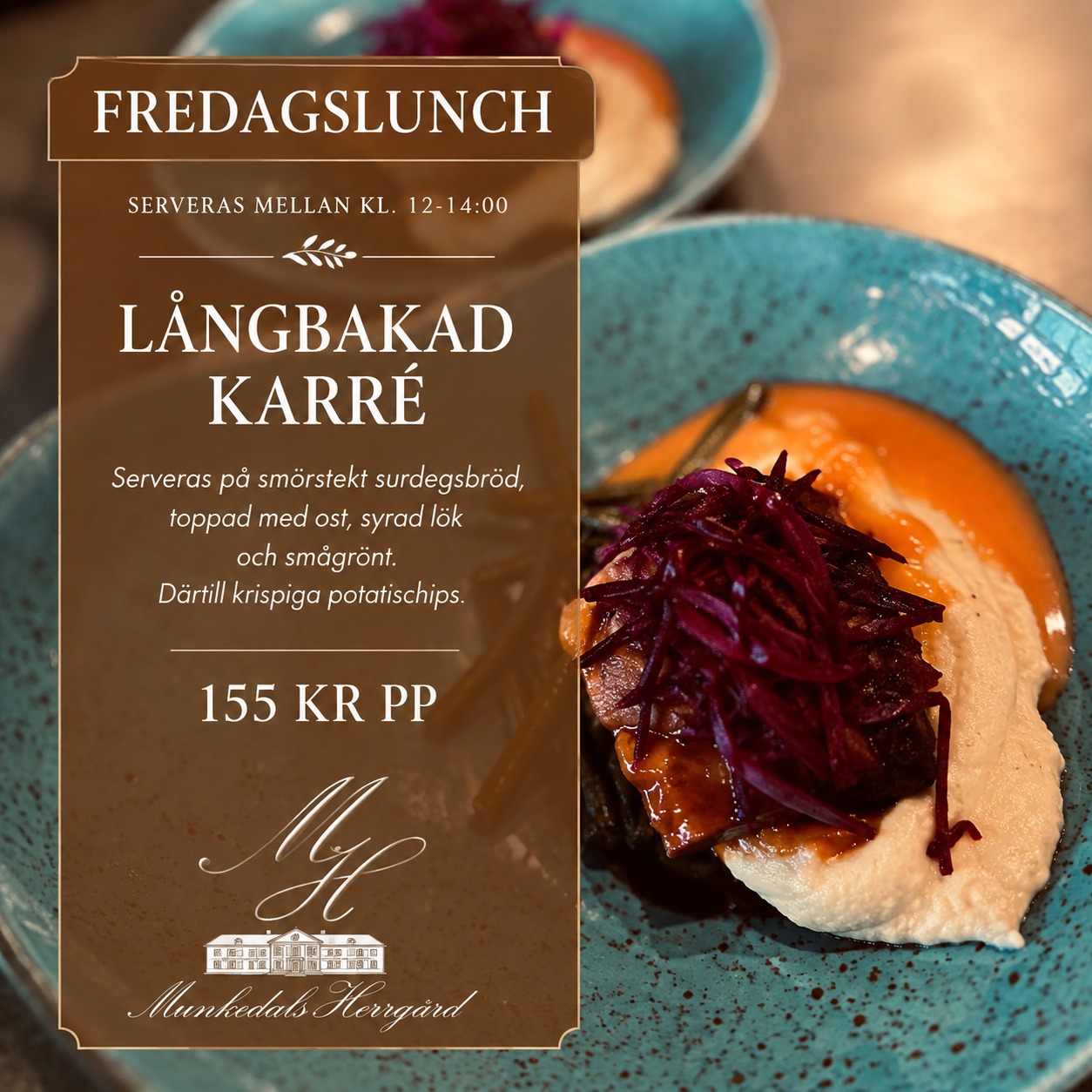 Fredag, tillbaka i vardagen – och kanske dags för en riktigt god lunch? 🤎
Idag har vi öppet för lunch på herrgården. Varmt välkommen att smita in och starta helgen hos oss! 🌿
Lunch 12.00–14.00