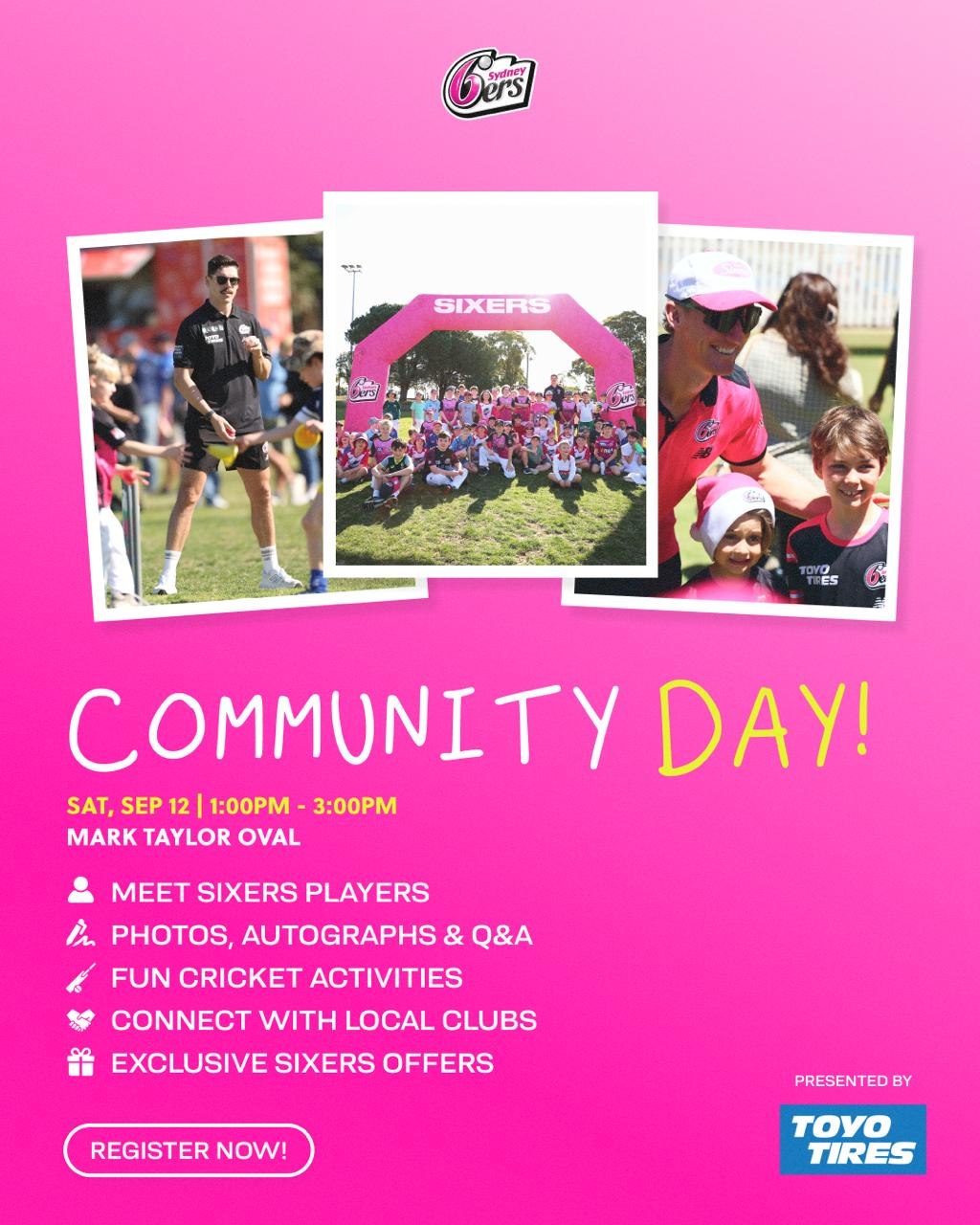 π Join the Sydney Sixers for a FREE Community Day!
Meet Sixers players, enjoy fun cricket activities and connect with your local cricket community. Perfect for families looking to get involved!
πMark Taylor Oval
π
Saturday 12th September
β° 1 β 3pm
The event is free to attend, with registration available for children who would like to participate in the organised cricket activities.
Register now π https://www.playhq.com/cricket-australia/register/31b6be
πππ
Thanks as always to our Major Sponsor: @Alto_Mitsubishi_Pennant_Hills
and our Community Partners:
@MagpiesWaitara
@AllenSheppardRealEstate
@scooda.creativehub
.....for your huge support of local community cricket.
#PlayCricketforThornleigh #ThornleighCricket #SummerSport #Cricket #Thornleigh
@cricketnsw
@cricketaustralia
@playcricketau
@hkhdca
@thornleighsportsclub