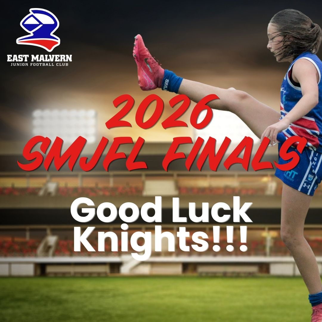 With the 2026 SMJFL Finals Series kicking off today, let’s cheer for our 14 teams ready to shine on the field. Go out there, play hard, and show everyone what true Knights spirit is all about. Remember, it's all about the fun, teamwork, and sportsmanship. Good luck, Knights!
#goknights #eastmalvernknights #onceaknightalwaysaknight