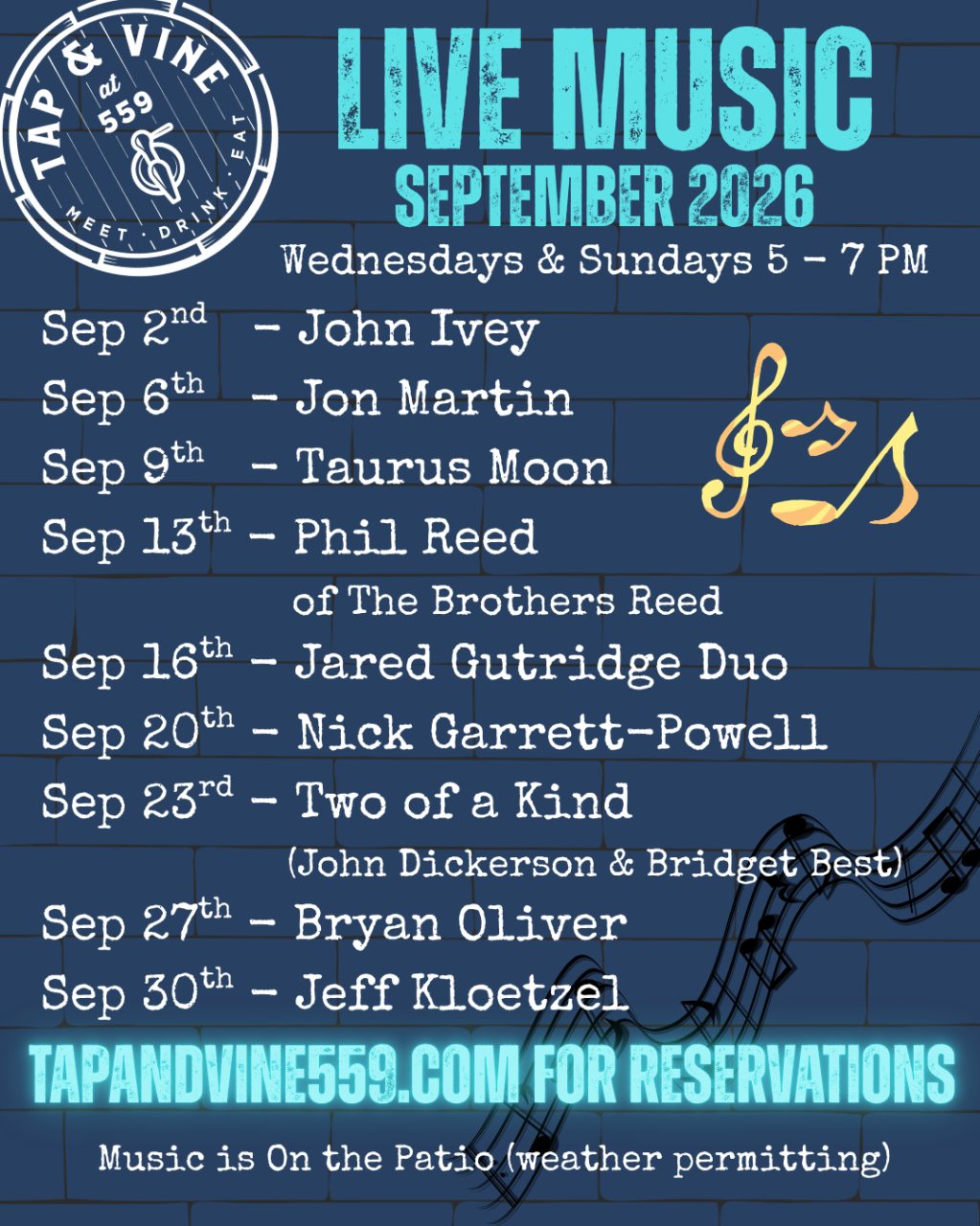 Which Local Legend Are You Most Excited to See Live This September?!
Tap & Vine’s September patio lineup is officially STACKED! Grab a drink, enjoy the golden hour, and catch the best local artists around.
Got a favorite artist on the schedule? Drop a comment below to show them some love, and tag your patio drinking buddy! 👇
#Medford #TapAndVine #SupportLocalMusic #LiveMusicMedford #RogueValley #PatioVibes