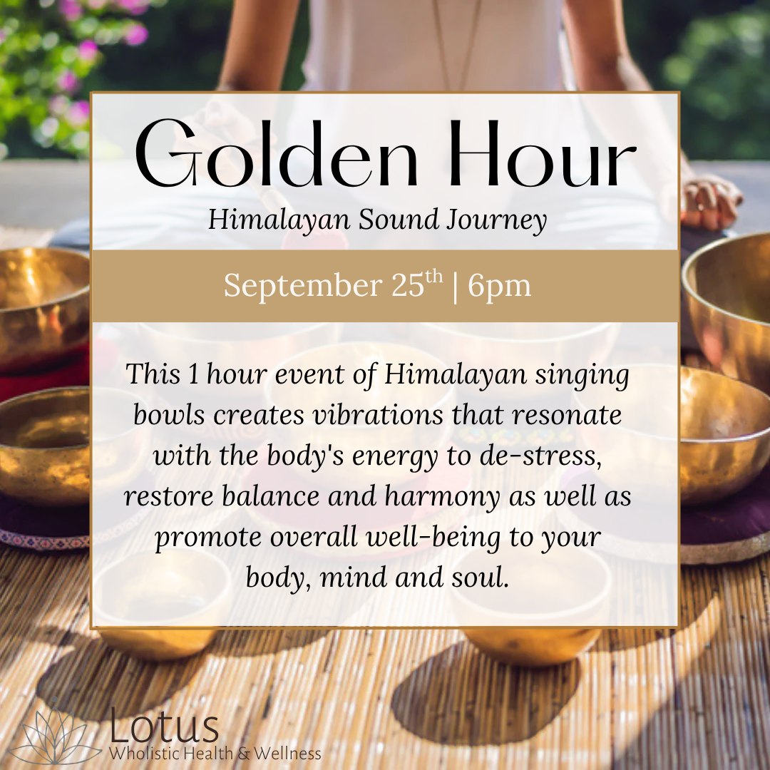 ✨Join us on September 25th at 6pm for Golden Hour, Himalayan Sound Journey✨
De-stress, relax and let the sound waves of Himalayan bowls resonate with your body, mind and soul during this 1 hour enchanting event.🎶
Registration is required.
Book online: https://www.lotuswholistictherapy.com/book-online?category=f78a6189-7b03-416a-b370-ed66b561c5e1
#Lotuswholistictherapy #awakendiscoverthrive #TrentonMI #massage #reiki #yoga #wellness #reiki #downrivermimassage #downrivermi #frequencies #soundwaves #soundhealing #HimalayanBowl