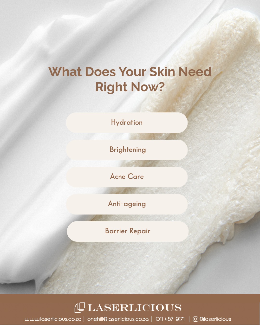 There’s no one-size-fits-all approach to skin.
The secret isn't following trends - it's choosing treatments that are tailored to your skin concerns. Whether you're dealing with dryness, pigmentation, breakouts or early signs of ageing, we'll recommend the right treatment plan for you.
Tell us in the comments below: Which one does your skin need most?
www.laserlicious.co.za 📞 Call Laserlicious on 011 467 9171 / WhatsApp 083 490 9524 / info@laserlicious.co.za to make a booking today.