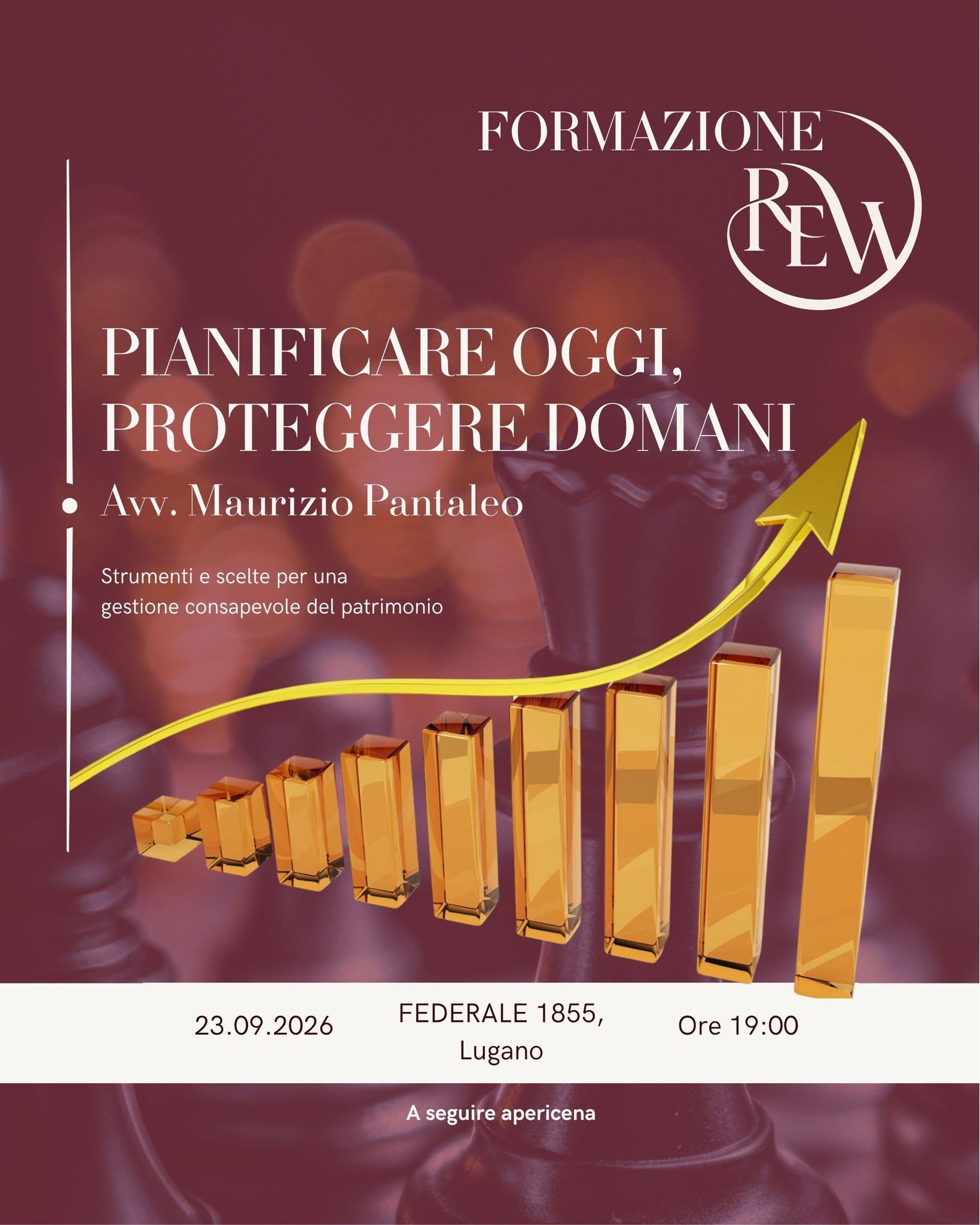 Il 𝟮𝟯 𝘀𝗲𝘁𝘁𝗲𝗺𝗯𝗿𝗲 torna la formazione REW con un incontro dedicato alla 𝗽𝗶𝗮𝗻𝗶𝗳𝗶𝗰𝗮𝘇𝗶𝗼𝗻𝗲 𝗽𝗮𝘁𝗿𝗶𝗺𝗼𝗻𝗶𝗮𝗹𝗲.
Parleremo degli strumenti giuridici utili per gestire e proteggere il patrimonio nel tempo: testamenti, patti successori, donazioni, anticipi ereditari e terzo pilastro.
Approfondiremo anche la proprietà e la comproprietà degli immobili, i relativi aspetti civili e fiscali e i diversi regimi matrimoniali svizzeri.
L’obiettivo dell’incontro è capire quali strumenti abbiamo a disposizione e come utilizzarli per organizzare il patrimonio in modo consapevole, prevenire possibili conflitti e affrontare con maggiore chiarezza il passaggio generazionale.
📅 𝟮𝟯 𝘀𝗲𝘁𝘁𝗲𝗺𝗯𝗿𝗲 𝟮𝟬𝟮𝟲
🕖 𝗢𝗿𝗲 𝟭𝟵:𝟬𝟬
📍 𝗙𝗲𝗱𝗲𝗿𝗮𝗹𝗲 𝟭𝟴𝟱𝟱, 𝗟𝘂𝗴𝗮𝗻𝗼