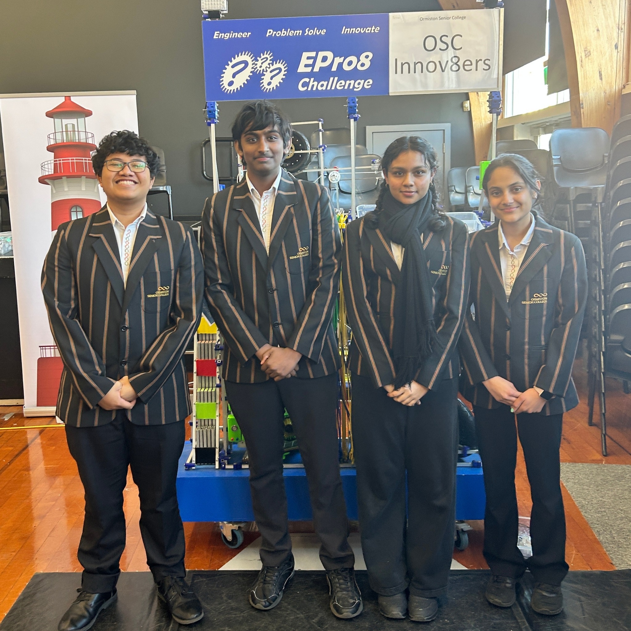 After receiving a last-minute spot in the ePro8 Semi-Finals, our team—the OSC Innov8ors, geared up with only 3 days of practice to take on the nautical-themed challenge at Northcote College! 🎣
The team nailed the fishing rod project, fully automating it and scoring max points to secure 8th place overall!
Well done to the team Ethan, Rafi, Hafsa, and Saanvi.