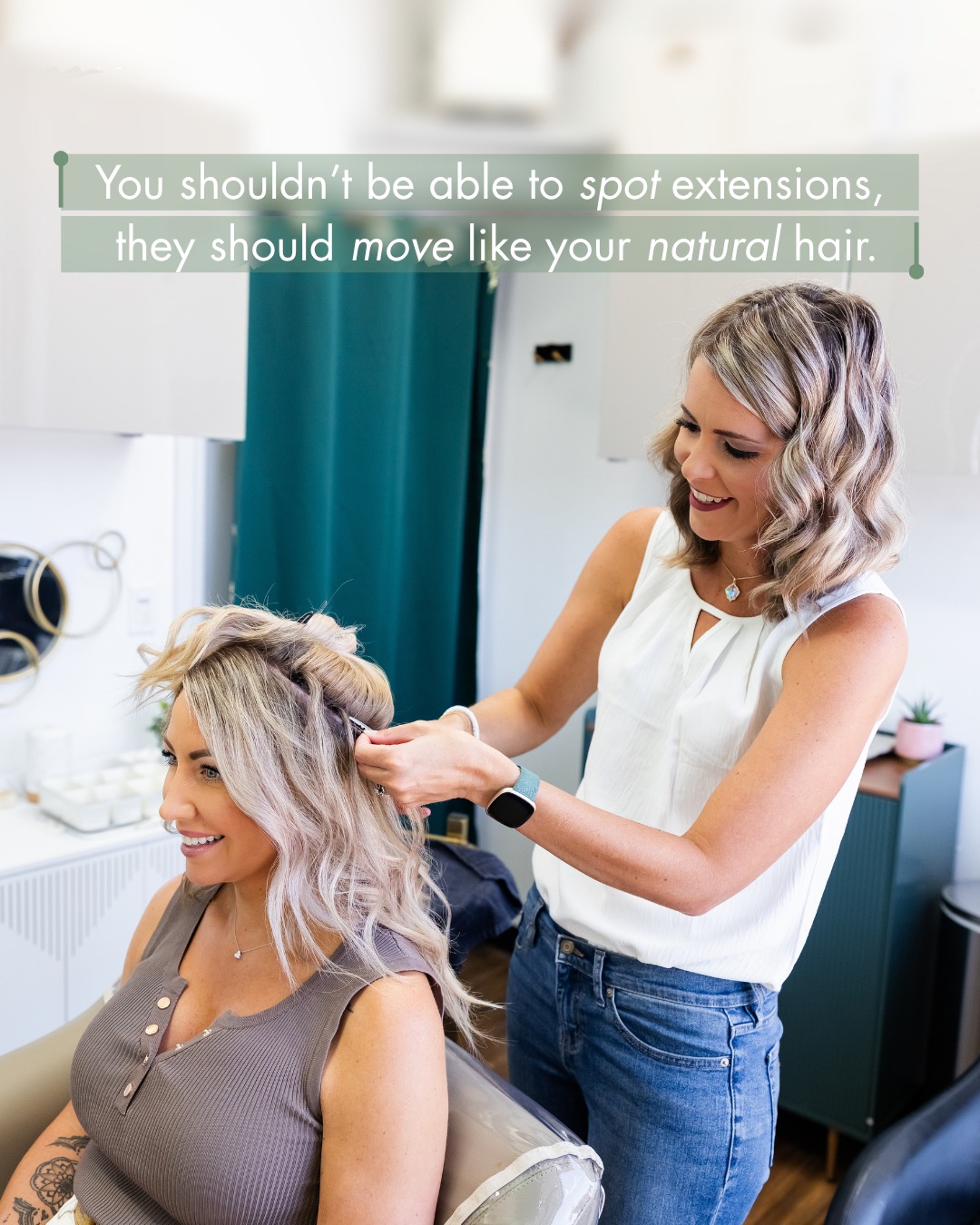 And most importantly… your extensions should work with your lifestyle. 🤍
The goal is never for someone to look at your hair and immediately think extensions. They should blend, move, and feel so natural that people just notice how good your hair looks.
The right extensions are customized to you, from the color and length to the density, placement, and maintenance that makes sense for your everyday life.
Curious what extensions could look like on you? DM me and let’s talk. ✨