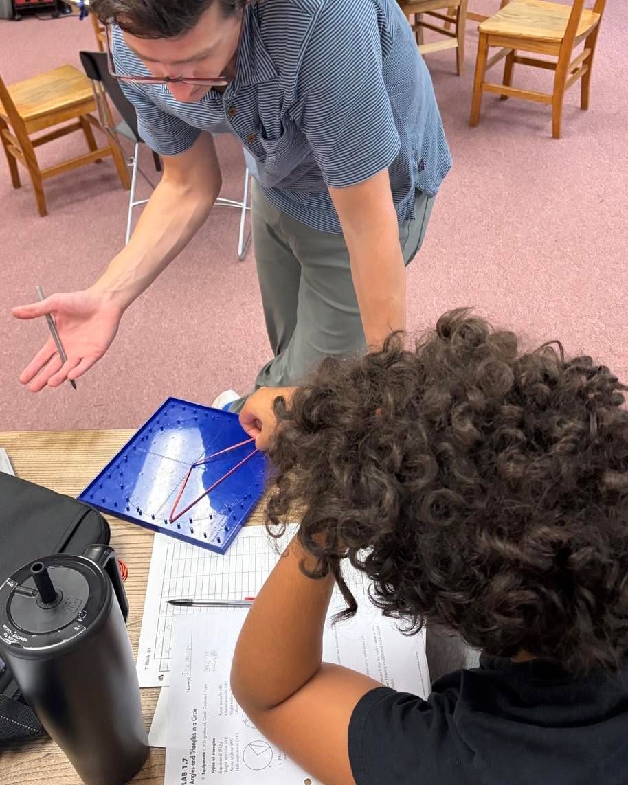 Exploring angles and triangles in a circle!
Using a geoboard, this student learns to build shapes, examine angles, and deepen their understanding of geometry through hands-on problem solving.
#fayettevillega #ptcga #peachtreecityga #senoiaga #fayettecountyga