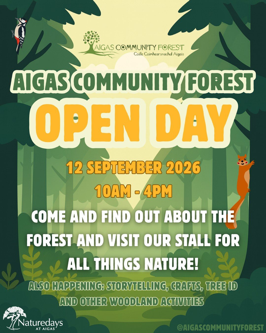 The Aigas Community Forest are holding their annual open day on Saturday 12th of September! The day will run from 10am - 4pm and will be a mix of storytelling, crafts and activities.
Naturedays are running a stall and will have a nature table filled with interesting things for people to look at. We'll also be bringing our bug hunting kit along, in case we find any cool bugs for you all to see! 🪲🪳🪰
Check out the Aigas Community Forest website for more info, and give them a follow them on Instagram/Facebook @aigascommunityforest 🌲