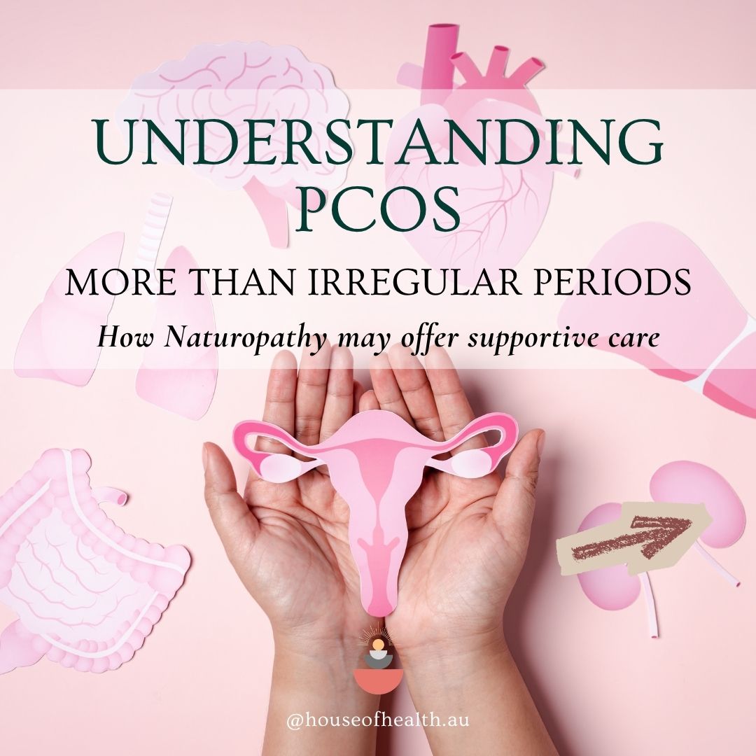 UNDERSTANDING PCOS: More Than Irregular Periods 🌿
Polycystic ovary syndrome—or PCOS—is a hormonal and metabolic condition that may affect ovulation, androgen levels and insulin regulation.
Possible signs include:
🌿 Irregular or absent periods
🌿 Acne or oily skin
🌿 Excess facial or body hair
🌿 Thinning hair on the scalp
🌿 Difficulty becoming pregnant
🌿 Changes in metabolic health
Despite its name, PCOS is not simply about having ovarian cysts—and not everyone experiences the condition in the same way.
How may Naturopathy offer support?
Alongside medical care, a qualified Naturopath may help:
✨ Build balanced and sustainable eating habits
✨ Support regular movement, sleep and stress management
✨ Address confirmed nutrient deficiencies
✨ Monitor symptoms and menstrual patterns
✨ Discuss the safety and evidence behind supplements
Lifestyle care is an important part of PCOS management for people of all body sizes. However, there is no single diet that works for everyone, and PCOS should never be reduced to weight alone.
💗 Naturopathy may complement care, but it cannot cure PCOS or replace support from a GP, endocrinologist, gynaecologist or fertility specialist.
If your periods are repeatedly absent or very irregular, please seek medical advice. Appropriate care also includes monitoring blood glucose, cholesterol, blood pressure and emotional wellbeing.
Information informed by Healthdirect Australia and the 2023 International Evidence-based PCOS Guideline.
#pcosawareness #pcossupport #HormonalHealth #hormonalhealth #periodhealth #WomensHealthAustralia #womenshealthaustralia #naturopathy #ComplementaryCare #complementarycare #mooneeponds #HouseOfHealth #houseofhealth