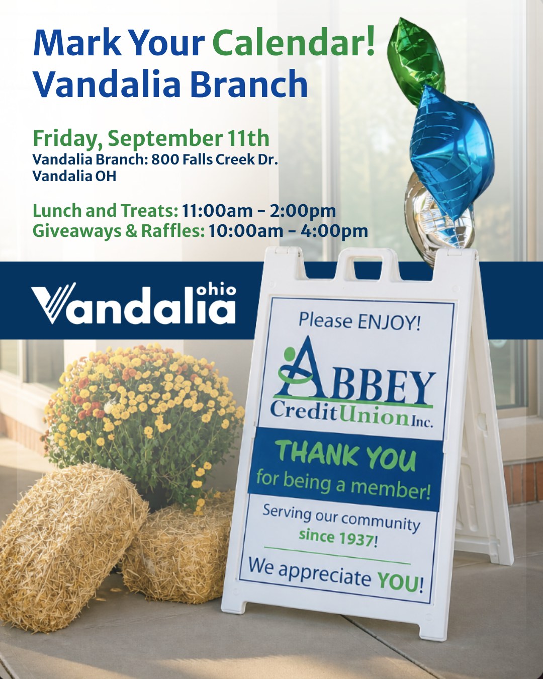 Today's the day! π
Our Vandalia branch is celebrating Member Appreciation Day right now. You're an owner here, not just a customer, and today is all about saying thank you for that. Stop in between 10am and 4pm. π