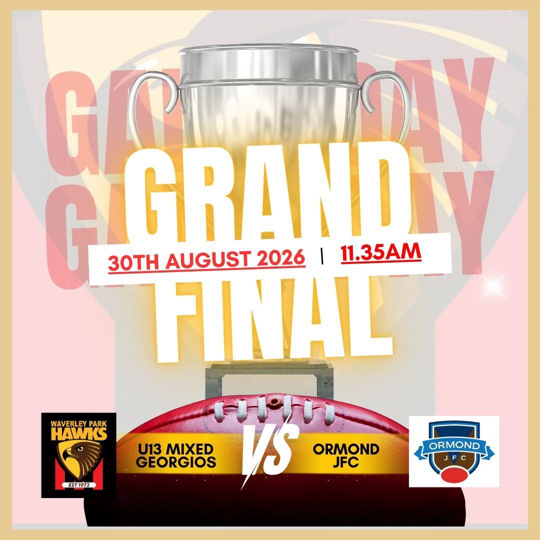 ๐ ITโS GAME DAY ๐
Good luck to our 2 teams as they head in to their Grand Finals today!!!!
Letโs go
TEAM GEORGIOS - 11.35am
TEAM TERNES - 1.25pm
The whole club is right behind you!
GO HAWKS
๐ค๐ก๐ค๐ก