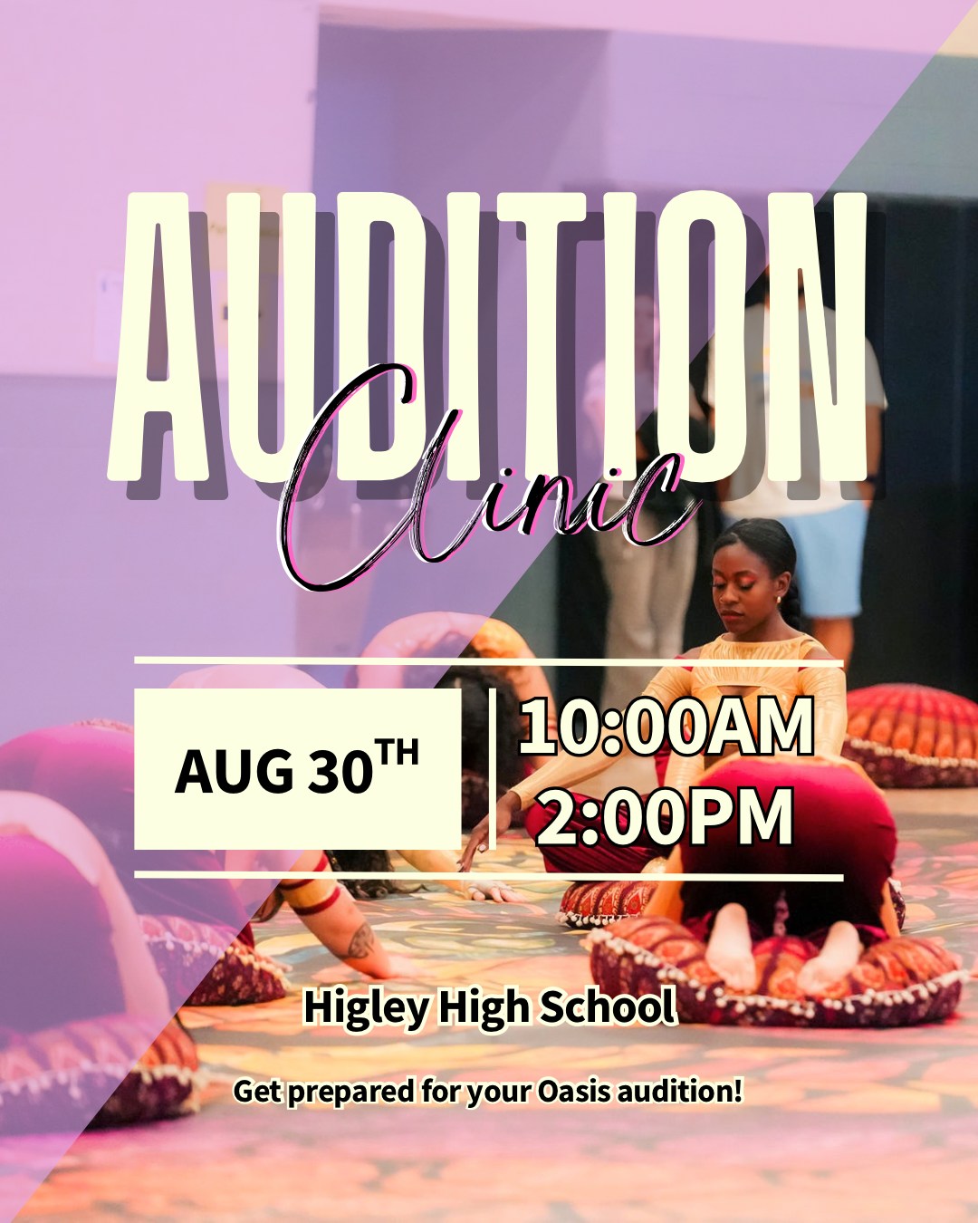 We are excited to see everyone tomorrow at Higley High School from 10am-2pm for our last pre-audition clinic. It’s not too late to sign up! link in our bio!
#wgi #winterguard #wgaz #oasis #colorguard