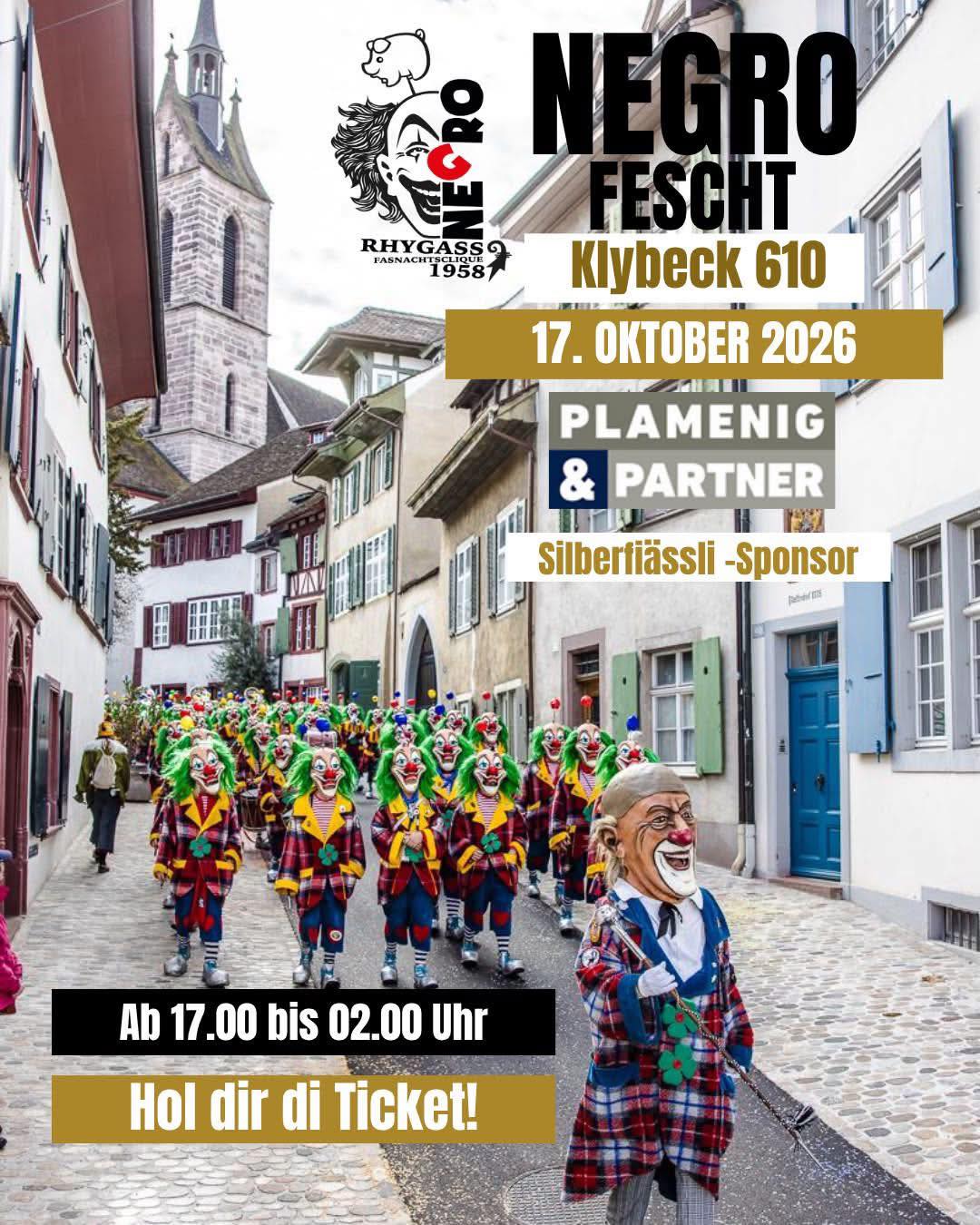 Es ist uns eine grosse Freude, Euch die Firma @plamenigpartner als Silberfiessli-Sponsor 🩶zu präsentieren!
Wir bedanken uns herzlich bei @plamenigpartner 🙏 Ihr leistet als Silberfiessli-Sponsor 🥈einen wichtigen Beitrag zu einem erfolgreichen & hochklassigen Negro-Fescht 2026! 🥳
Tickets 🎫 für das Negro-Fescht am Sa. 17.10.26 im @klybeck610 gibt’s weiterhin via Eventfrog ⤵️
https://eventfrog.ch/negrofescht
#dankbar #danke #silberfiessli #plamenigpartner #münchenstein @negro_rhygass_1958