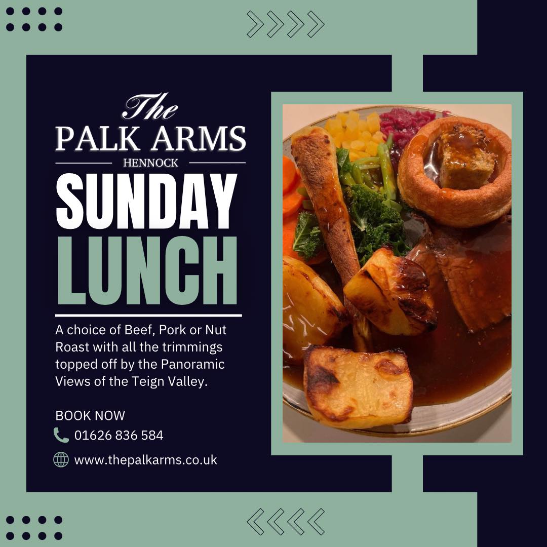 A roast followed by live music, oh go on then!
You can’t beat a good Sunday Lunch, and our customer’s rave about ours 😍 so come along and give it a try for yourselves!
Choose from:
🍗 Roast Chicken
🥩 Roast Beef
🍗🥩 Mixed Roast
🌰 Nut Roast
All served with crispy roast potatoes, seasonal vegetables and lashings of gravy!
🕐 Served 12:00 – 14:30, with stunning panoramic views over the beautiful Teign Valley 😍
📞 Booking advised — tables fill up fast! Send us a message, email, or give us a call to book your table.
#ThePalkArms #Hennock #SundayLunch #SundayRoast #TeignValley #Devon #PubFood