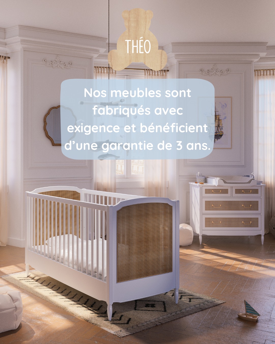 Chez Théo-Bébé, chaque meuble est fabriqué avec soin et contrôlé avant de quitter notre usine.
Nos lits, berceaux, commodes et box à langer sont testés par des laboratoires indépendants et répondent aux normes européennes de sécurité.
Et parce que la qualité se doit de durer, tous nos meubles sont garantis 3 ans.
Design et conception francaise 🇫🇷
✨ Déstockage sur les collections neige ! Profitez de -35 % sur la chambre Hermione Neige, en version duo ou complète.
#TheoBebe #HermioneNeige #Qualite #ChambreBebe #MobilierBebe #Garantie3Ans #NormesEuropeennes