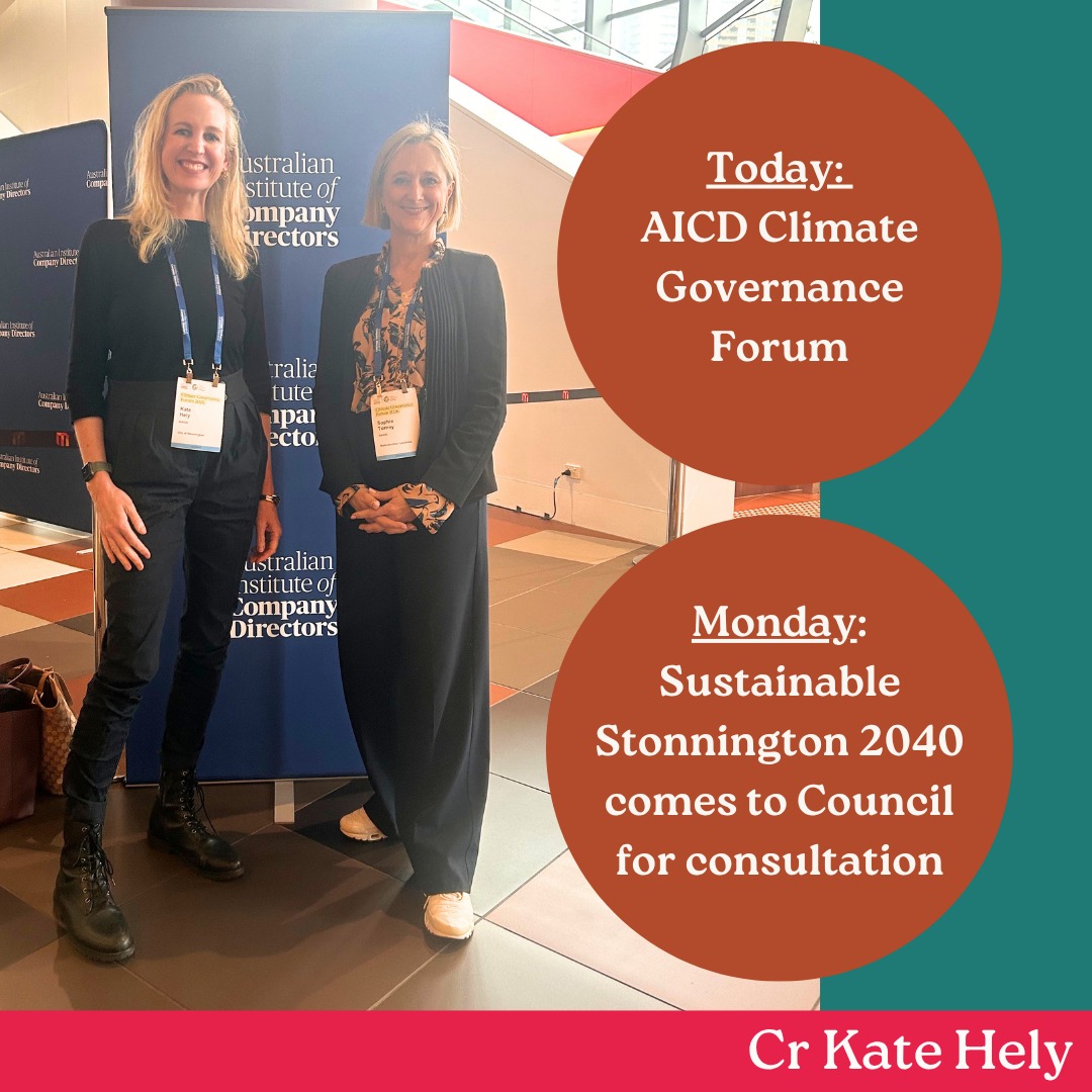 I spent today at the AICD Climate Governance Forum. On Monday night, Sustainable Stonnington 2040 comes to Council, with five action plans covering climate resilience, emissions, water and flooding, biodiversity, and waste. The timing was useful.
Jan McAloon of BlueScope put it simply: "Climate is simply governance. It doesn't define every risk, but it shapes many of them."
For business, that means identifying climate risk and acting on it. For community, it means preparing now and building the capability to deal with changes we already know are coming.
The conundrum in the room all day was time. The decisions needed run in decades. Politicians are elected for three or four years. What I like about what's in front of Council on Monday is that it takes that problem seriously: a direction set to 2040, with a costed three year program underneath it, so it's more than a statement of intent.
Then there was this chart. Research across 60 countries mapped belief in human-caused climate change against political orientation, for citizens and for politicians. Australia was the standout. Our citizens sit relatively close together on this. Our politicians are far apart. The divide we hear about is mostly a divide between representatives, not between the people they represent. That should sit uncomfortably with anyone in elected office, including me.
Business, government and community all have to stay on this. None of us gets there alone.
With Cr Sophie Torney from Boroondara ( @sophie__torney Sophie Torney )