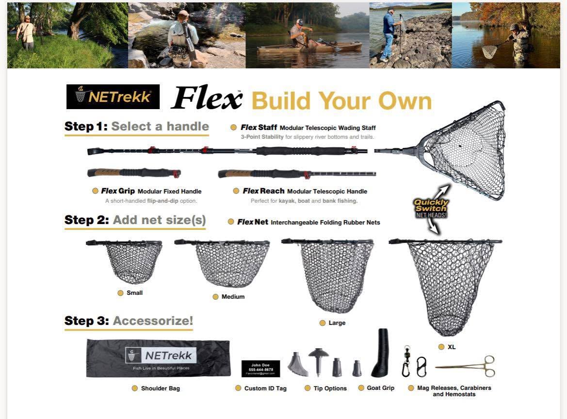 Excited to debut the latest NETrekk innovation at FlyFest 2026 September 24, 25. 26 in Redding Ca.
The Build your Own Flex System delivers compact, versatile performance with interchangeable wading staff, telescopic handles, and multiple net depths for multi species fly fishers and adventurous anglers of all styles. Available now at NETrekk.com #flyfishing #fishing #landingnets #wadingstaff #rubberfishingnet #safeandsustainable #safefishhandling