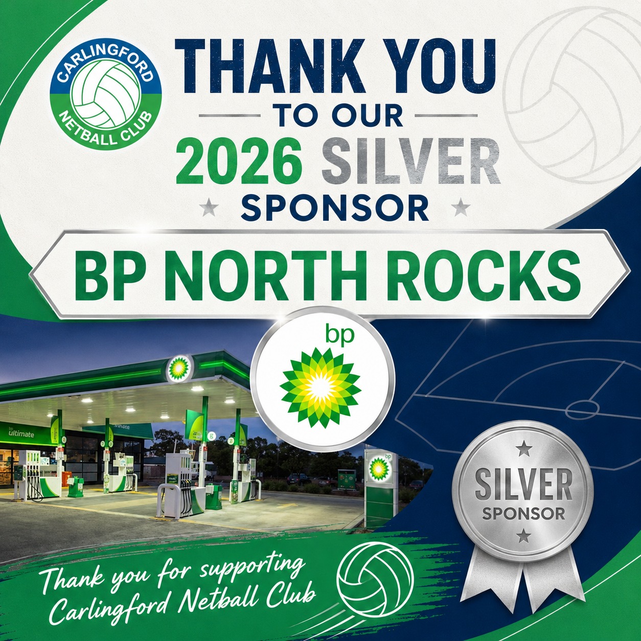 A huge thank you to our 2026 Silver Sponsor, BP North Rocks!
We are incredibly grateful for your support of Carlingford Netball Club and our local netball community. Sponsorship like this helps us continue to support our players, coaches, umpires and families throughout the season.
Thank you BP North Rocks for being part of the Carlingford Netball family in 2026! πβ¨
#CarlingfordNetballClub #BPNorthRocks #SilverSponsor #CommunitySupport #ThankYouSponsors #NetballCommunity #carlingfordnetball #netball #northrocks #localnetball
