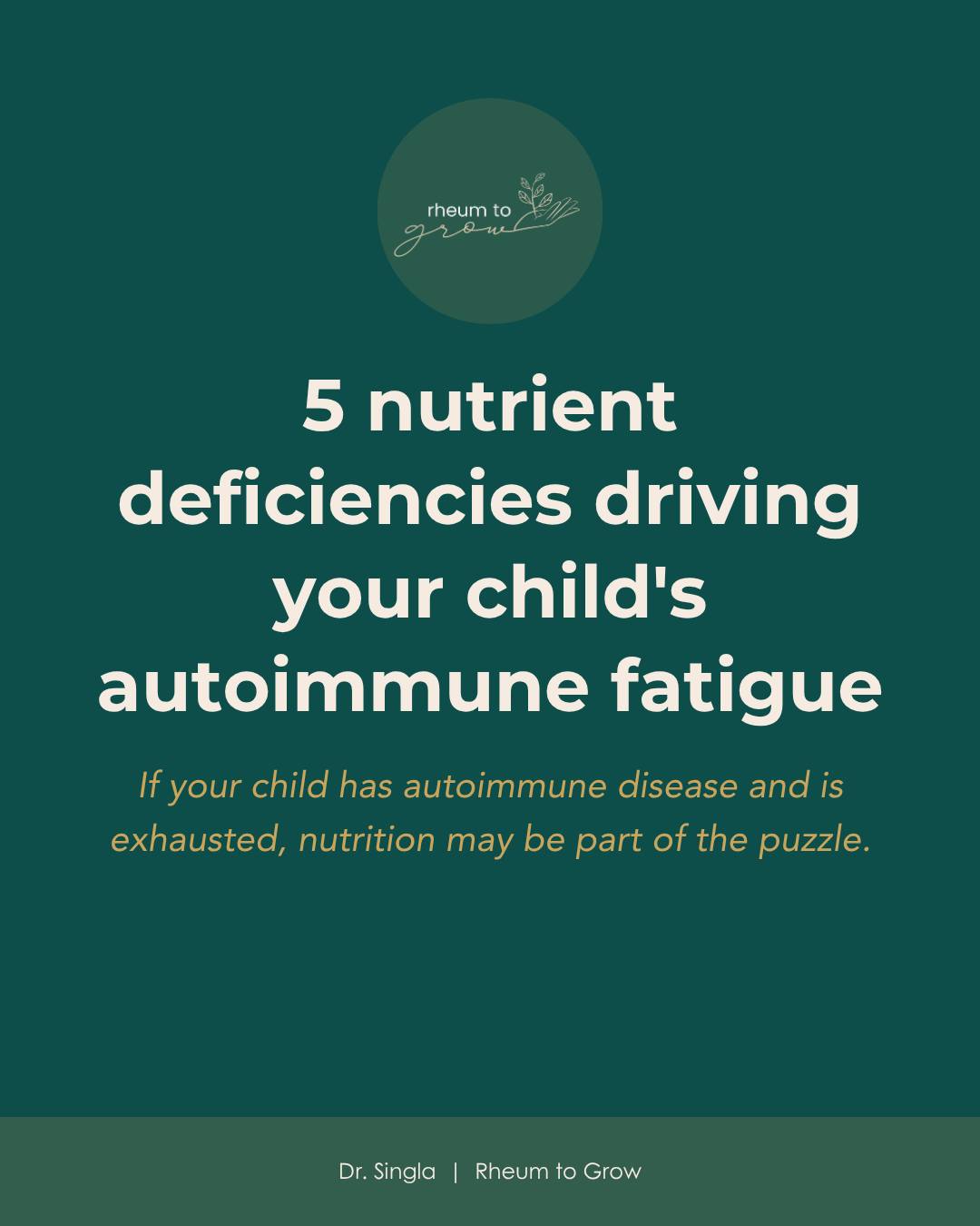If your child has autoimmune disease and is exhausted, there's a good chance something nutritional is contributing.
𧬠1. Vitamin D
The most common deficiency in pediatric autoimmune disease. One study of children with JIA found 67% were vitamin D deficient. Higher methotrexate doses correlated with lower vitamin D levels.
𧬠2. Iron and ferritin
Iron deficiency is common in pediatric autoimmune disease. In pediatric IBD, up to 88% of kids are iron-deficient at diagnosis. Similar patterns show up across other pediatric autoimmune conditions due to chronic inflammation.
What makes iron tricky in autoimmune disease: inflammation causes the body to sequester iron through a process called anemia of chronic inflammation. Ferritin can also be falsely elevated by inflammation, making deficiency easier to miss. That's why full iron studies (iron, ferritin, transferrin saturation, and sometimes a reticulocyte hemoglobin) are more useful than ferritin alone.
Low iron contributes to fatigue, brain fog, headaches, dizziness, hair loss, and restless legs.
𧬠3. Folate (B9)
If your child is on methotrexate, this is essential. Methotrexate works in part by blocking folate, which is also why folate deficiency is a common side effect.
Folate supplementation is standard of care for most kids on methotrexate. Untreated folate deficiency can cause mouth ulcers, GI upset, hair thinning, fatigue, and elevated liver enzymes.
For kids who don't tolerate folic acid well, folinic acid (a different form, sometimes called leucovorin) is an evidence-based alternative.
𧬠4. Vitamin B12
Less commonly deficient than iron or vitamin D, but worth checking in kids who are vegetarian, vegan, or on long-term acid-suppressing medications.
B12 deficiency can cause fatigue, brain fog, tingling, and mood symptoms. Routine bloodwork doesn't always include it.
𧬠5. Zinc
Often overlooked. In pediatric IBD, zinc deficiency runs 10-53%. It can also be low in other autoimmune conditions where gut absorption is affected.
β¨ Comment "STACK" for my free guide, The Pyramid Stack π