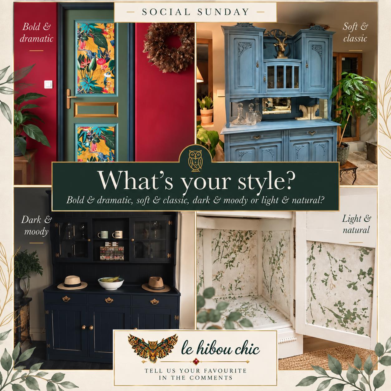 🦉 SOCIAL SUNDAY — WHAT’S YOUR STYLE? 🦉
Some people love furniture that blends quietly into a room.
Others want the piece that walks in first and introduces itself. 😄
At Le Hibou Chic, we see everything from soft, subtle finishes to bold colours, dramatic details and pieces that absolutely refuse to be ignored.
And that’s exactly why we love furniture — there really isn’t one “right” way to do it.
You can keep it classic.
You can go colourful.
You can keep the wood.
You can add pattern.
You can make it completely your own.
For us, the best pieces are the ones that feel like they belong to the person who owns them. ❤️
So this Sunday, no rules, no trends, no “must-haves”…
Just furniture with personality.
Kirsti & Orson 🦉
✨ Re-loving Forgotten Gems
📍 Le Hibou Chic, Bellac
#LeHibouChic #SocialSunday #Bellac #HauteVienne #FurnitureStyle #FurnitureUpcycling #FurnitureRestoration #PaintedFurniture #ColourfulInteriors #VintageFurniture #InteriorInspiration #FurnitureWithCharacter #SupportSmallBusiness #shoplocal