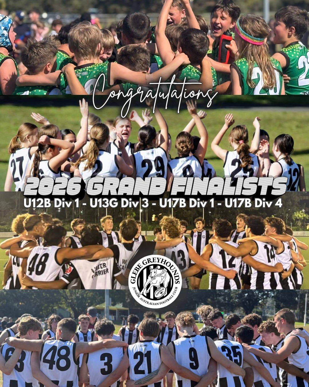 👏 Four teams through to the grand final next Sunday
A massive congratulations to the following teams, who qualified today for the grand final:
- U12B Div 1
- U17B Div 1
- U17B Div 4
These teams join our U13G Div 3 side, battling it out for a premiership next Sunday (on Father's Day).
A big shout out also goes to our U13B Div 3 Bloodhounds team, who have had a phenomenal first season together - and while they didn't make it beyond their preliminary final today, we couldn't be prouder of them. 🖤❤️🩶🤍
Stay tuned for details about grand final venues and times - we'd love to see you there supporting the mighty black and white!
🐾 Carna Greyhounds and Bloodhounds