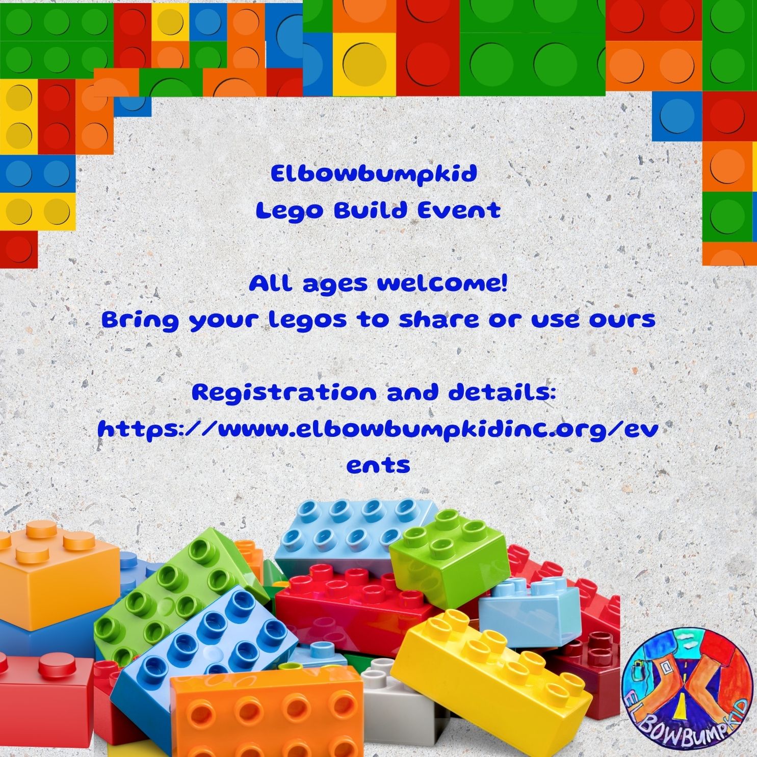 Sign up for our first ever Lego build night! Bring your legos to share with your new T1D friends or use ours.
Sign up: https://www.elbowbumpkidinc.org/events-1/lego-build-night
#T1D #t1dlookslikeme #type1warrior #t1dmom #t1dwarrior #t1dawareness